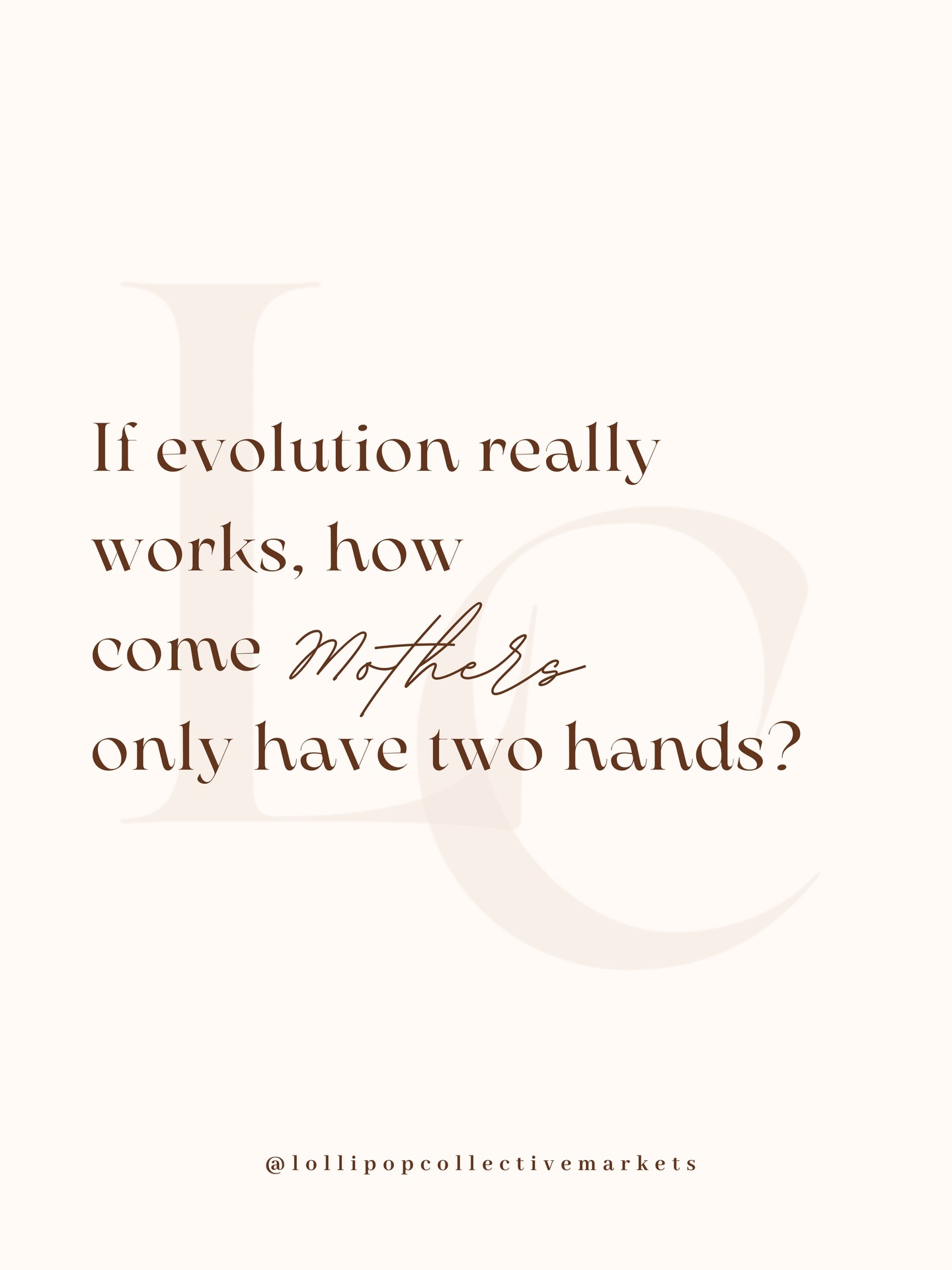 If evolution really worked… we’d all have a few extra hands by now.🫠🫠🫠
Until then, we’re proud of the mums building businesses anyway, one task at a time. We see the work you’re doing, even when it’s quiet.
Save this for the days you need the reminder. And tag a vendor mum who’d feel this too.✨
#lollipopcollective #mumbosslife #smallbizownerlife #mumlife #smallbizlove