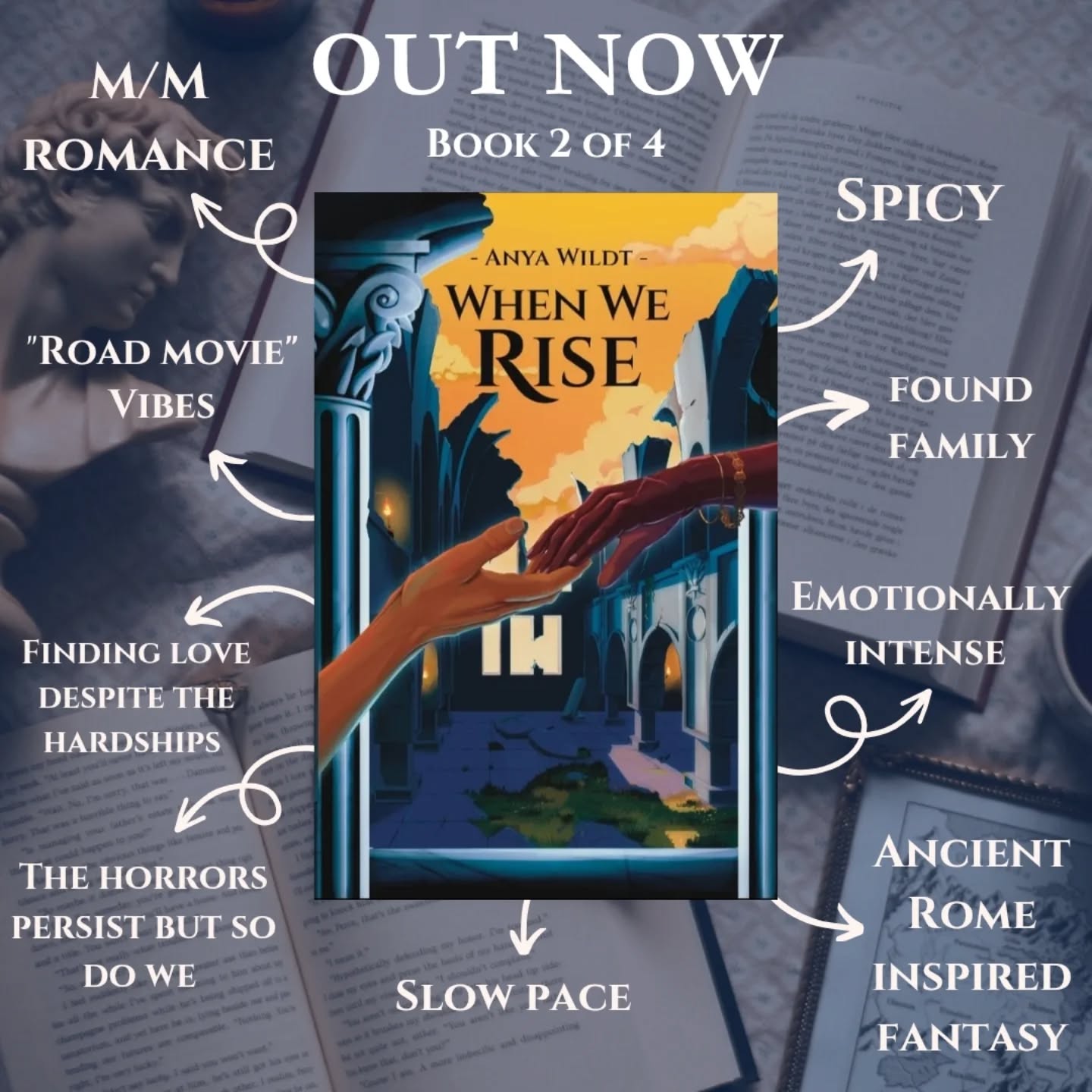 Book 2 is out now!!!
Book 2 is a bit of a darker and slower continuation of book 1, dealing with the aftermath of all the chaos they go through in the first book.
It dives into some deeper feelings, exploring how to keep living when you feel like you have noting left to live for 💔
Blurb:
Deep in despair over the betrayals of everyone he trusted, Domitris is now on the run with the very people who first deceived him. As he recovers from his injuries and unveils the secrets of Sinnan and his troupe, he is faced with a life entirely different from the one he knew.
On the verge of accepting his new life and identity, Domitris' failures come back to haunt him, and he realizes that he alone has a chance to save his country - but a person from the troupe's dark past returns, throwing another spoke in the wheel of their plans. With each step pushing them into greater peril, they have only each other to rely on as they face the rising threat of war.