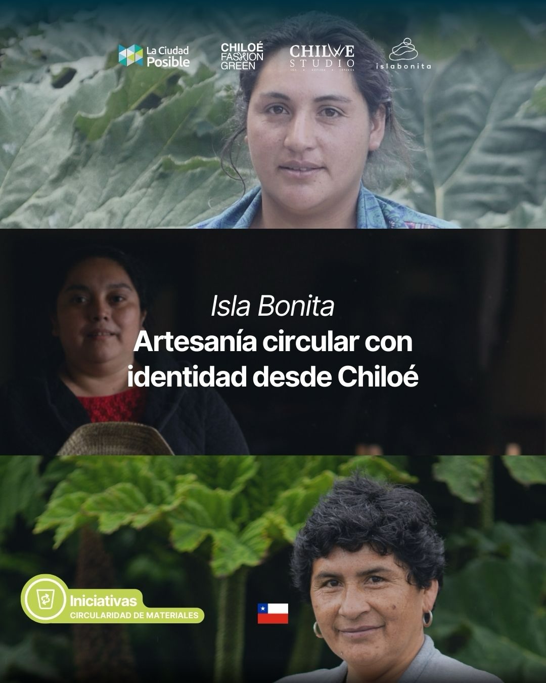 De la artesanía circular a la marca con identidad propia ✨♻️
Desde el programa Recupera y Transforma identificamos la necesidad de fortalecer la identidad de cada artesana para potenciar sus propuestas circulares. Hoy les compartimos el trabajo realizado con las artesanas de Isla Bonita, quienes presentarán su colección en Chiloé Fashion Green 2026.
Desarrollamos en conjunto un trabajo de identidades propias, reconociendo el lenguaje y sello de cada creadora, sin perder el valor de la comunidad Isla Bonita. Agradecemos a María Eugenia Catelicán, Rosa Caucamán y Laura Caucamán por abrir su oficio y poner en valor la historia, las técnicas y el sentido que habita en cada tejido. 💪🏼
Gracias Joaquín Martínez por tu talento en desarrollar estas propuestas de marcas.
Pronto compartiremos los resultados de las asesorías con Bolsita Fusión y Tangrama. ¡Sigue atento!
#EconomíaCircular #Chiloé #IslaBonita #RecuperayTransforma #Oficio DiseñoConIdentidad ArtesaníaSostenible