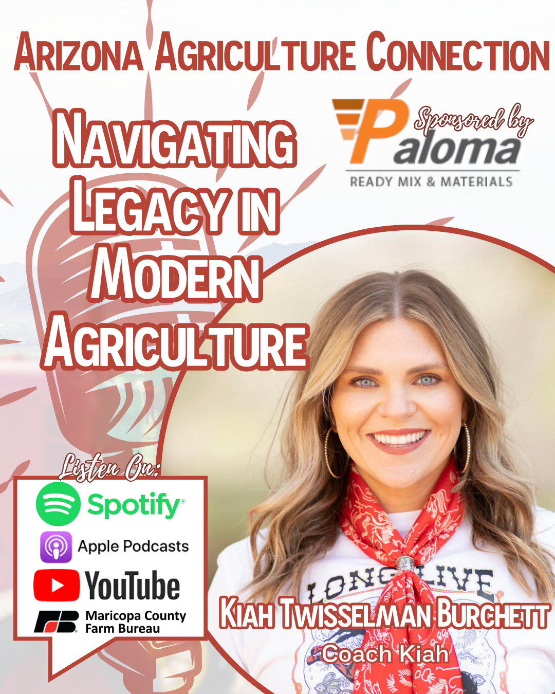 "Your roots aren't meant to keep you stuck." 🌱
This week we are excited to feature @coach_kiah coming to you live from @fb Annual Convention in ☀️sunny☀️ Anaheim, California.
Legacy in agriculture is unique to each family, each farm, and each situation. Tune in to this week's conversation to navigate legacy and letting go of the things that weigh you down.
Catch this week's episode at the 🔗 in bio OR wherever you listen to podcasts!
🎙️Arizona Agriculture Connection is hosted by Maricopa County Farm Bureau and sponsored by our friends in agriculture @palomareadymix
#agriculture #podcast #leadership #legacy