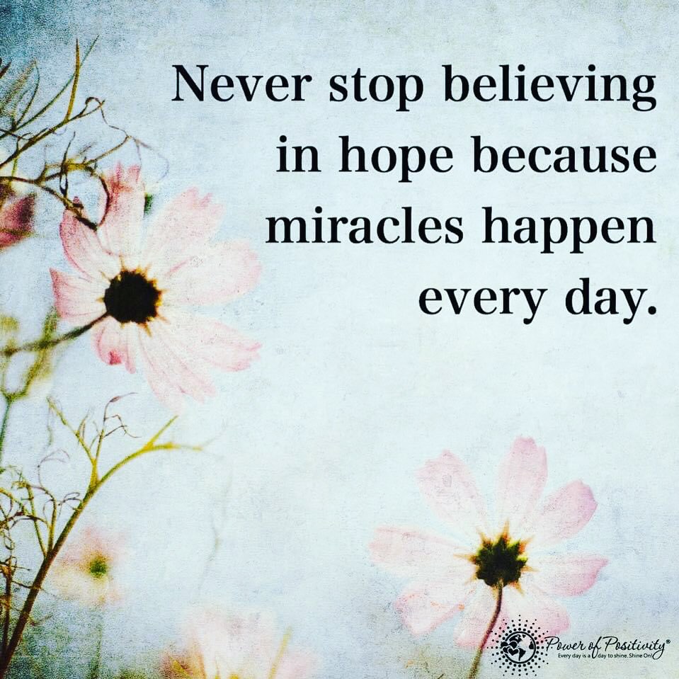 Sometimes as an adult when things go wrong, itās easy to stop believing and we lose hope! Last year was one of āthoseā years for me. This year is different, this year I believe in miracles again! #hope #believe #miracles