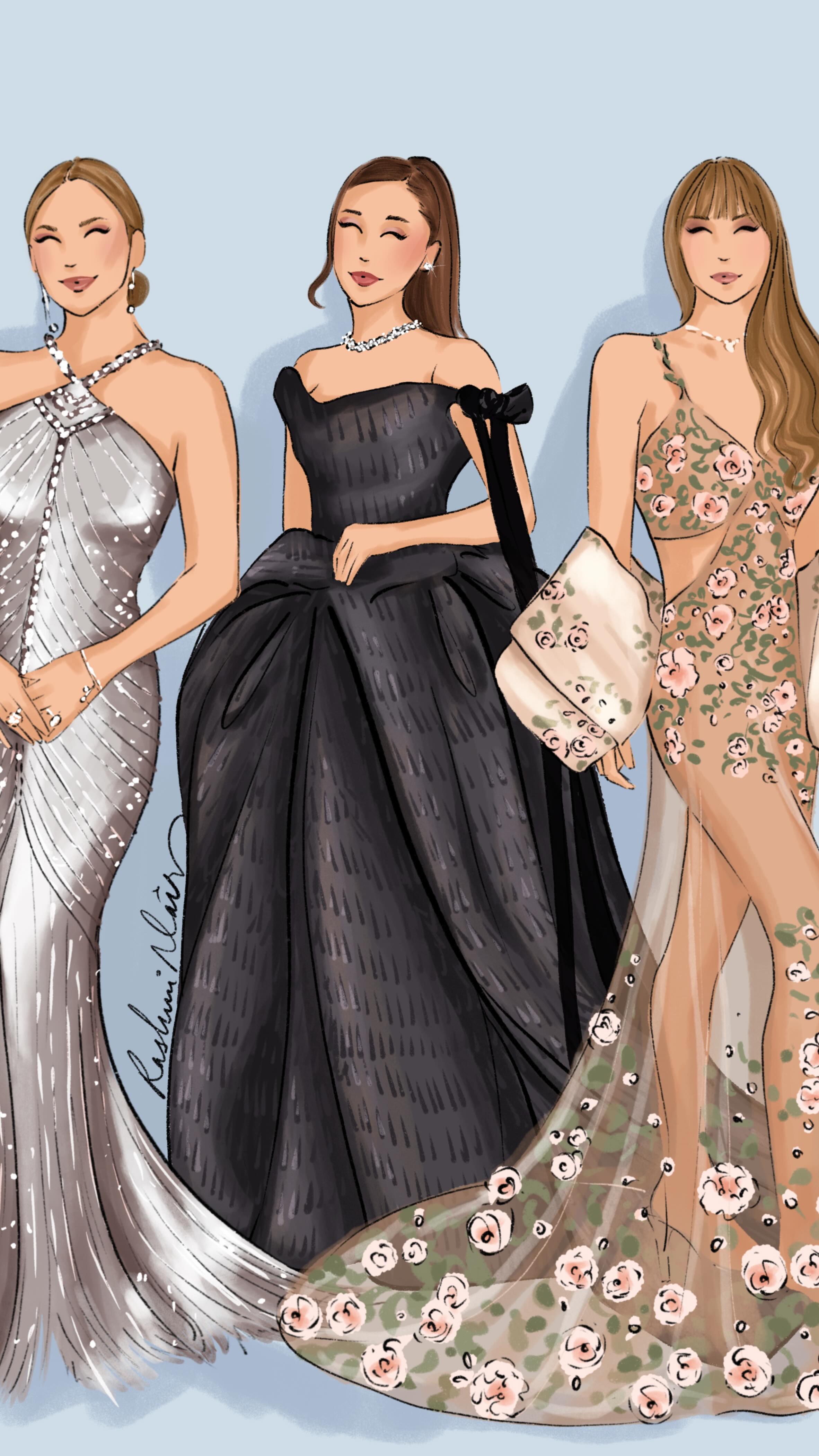 Sketching these Golden Globes looks was TOO fun