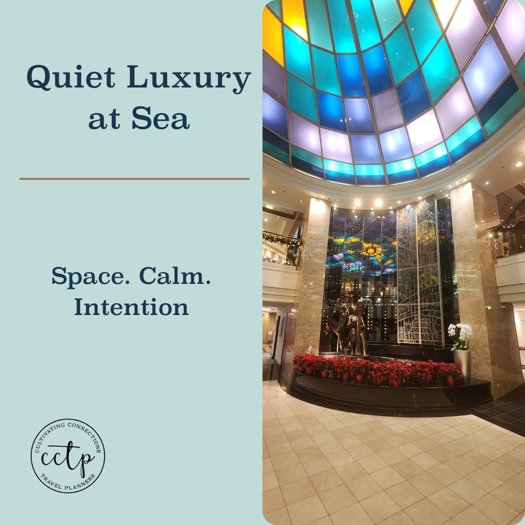 One of my biggest takeaways from sailing with Crystal?
Luxury at sea doesn’t need to be loud.
It can be calm, spacious, and beautifully paced. It can feel like a floating boutique hotel rather than a floating city.
Crystal’s approach is thoughtful — from the space-to-guest ratio to the warmth of service and the way days unfold without pressure.
If beautifully thoughtful luxury travel speaks to you, I’d love to help you explore Crystal.