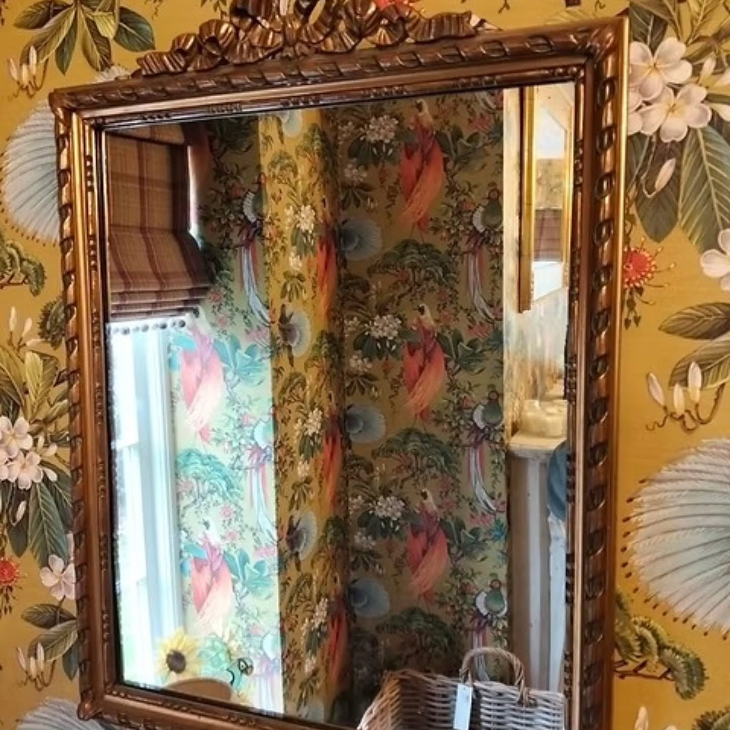 Vintage Gilt Wood Wall Mirror with Carved Bow Crest (Rectangular) – Ornate Rococ | https://share.google/iNe3WZnQIOwbGQotB