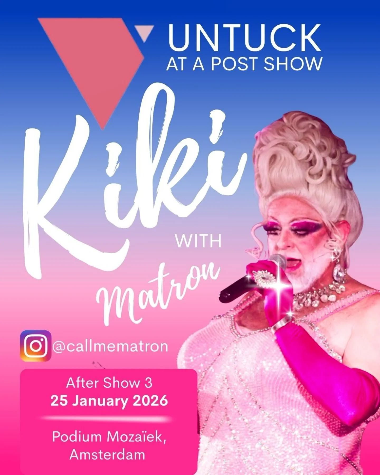 Big reveal! Come and untuck at our Post Show Kiki with MATRON!! @callmematron
UK 🇬🇧 drag cabaret mama is jetting in for an untucked show for the men and audiences of The Amsterdam Gay Men’s Chorus!
Join us after Never a Cloudy Day, Show 3 (2:30pm performance, 25 January) at the Podium Mozaïek, Amsterdam!
Matron is FREE.. but seeing our AMSGMC men+ is ESSENTIAL! So get your show tickets for this show now at AMSGMC.nl
#callmematron #dragisfun #dragcabaret
