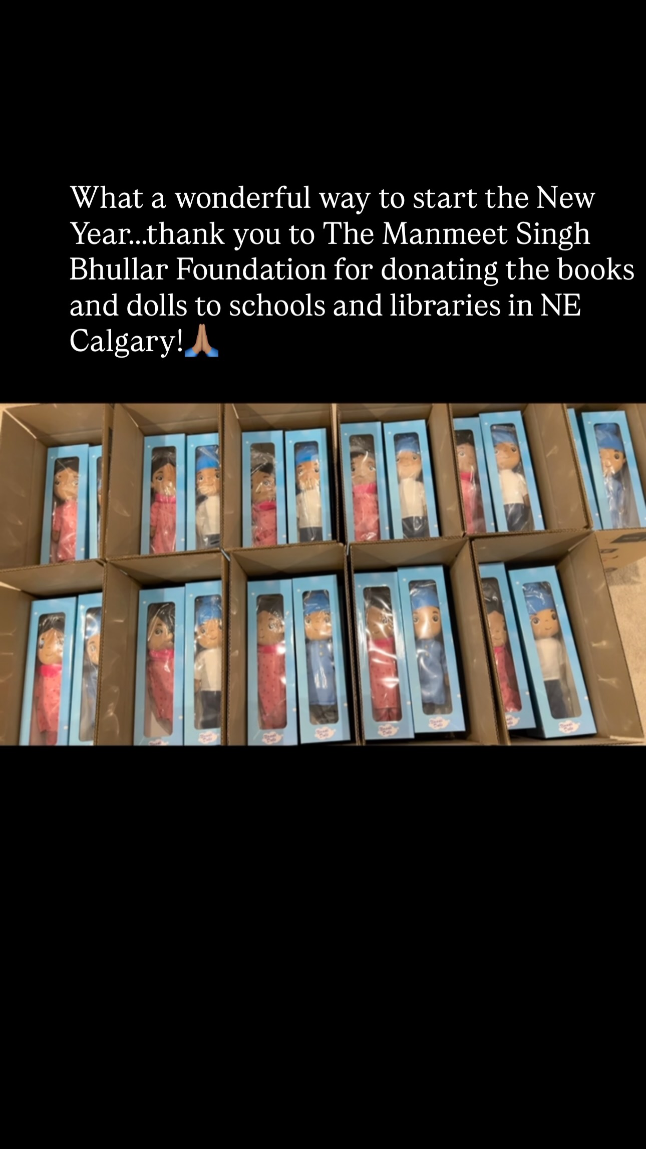 Thank you to the Manmeet Singh Bhullar Foundation for purchasing the Niraali dolls and “Proud to be a Kaur” and “Proud to be a Singh” book kits. These kits will be delivered to various schools and libraries in NE Calgary.#bipocauthors #representationmatters #sikhchildrensbooks #diversity #sikhkids