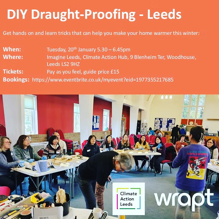 Want to help keep your home warm this winter and save wasted £ on heating bills?
Come down to Imagine Leeds for this PAYF event with @wrapt_homes_retrofit
Get hands on and learn tricks that can help you stay toasty this winter.
Full details > https://tinyurl.com/34hju3s7
#energy #heating #winter #climate #learning #community #retrofit #leeds