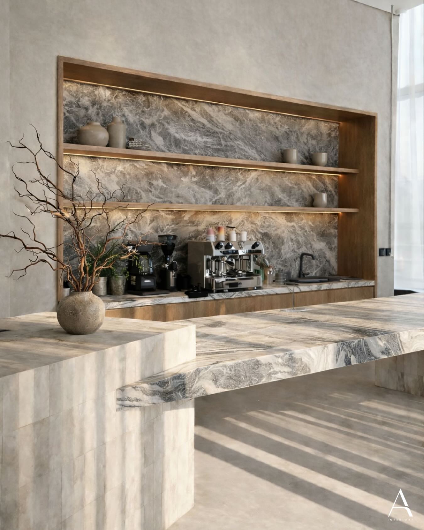 A statement coffee bar: timeless materials, refined details, and an inviting atmosphere.
Adeny Interiors
#interiordesign