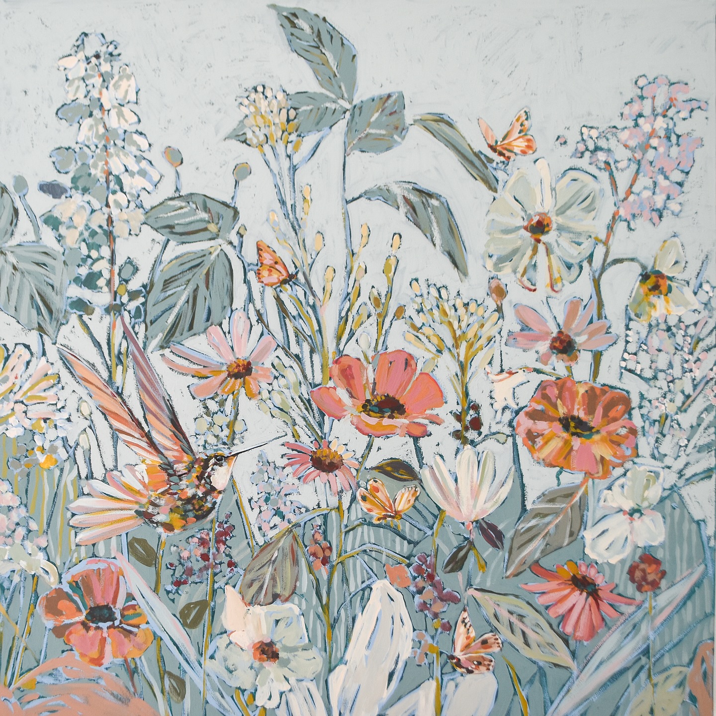 Finally catching up on commissions after a wild fall season, and this one was a favorite! I loved working with this color palette and having so much creative freedom with it!
30x30 acrylic and oil stick on canvas, for @julia_eidt 💛