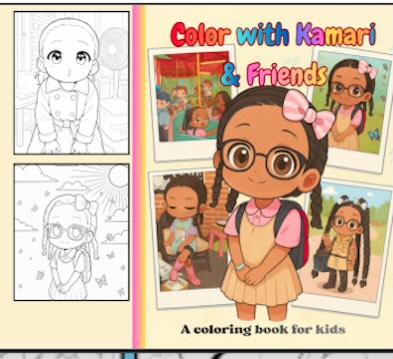Meet Kamari and her joyful crew! 🌟 Color with Kamari & Friends is a vibrant, inclusive coloring book that celebrates friendship, imagination, and everyday adventures. From classroom giggles to garden quests, each page invites kids to explore, create, and feel seen. Perfect for little artists who love stories with heart and characters that shine! 🎒🦋✨ #ColorWithKamari #KidsColoringBook #RepresentationMatters #CreativePlay #VonDykePublishing