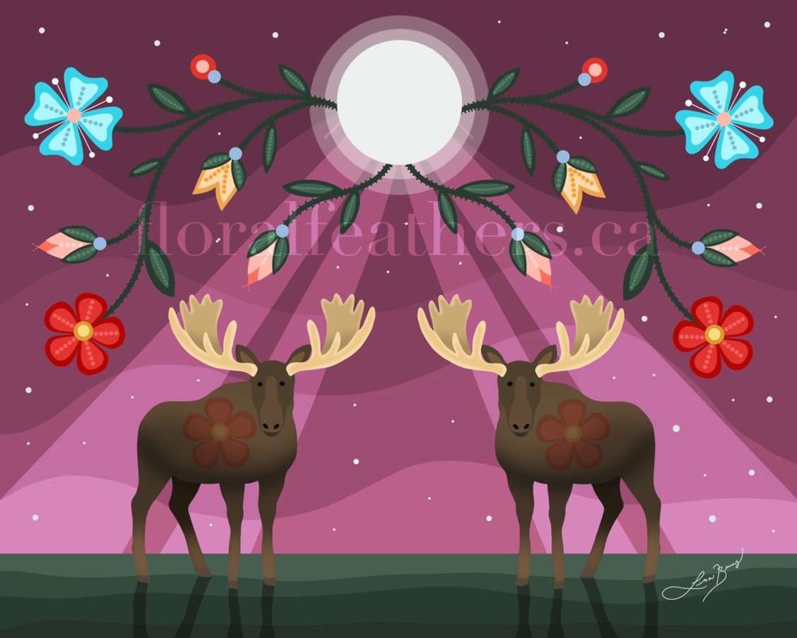 The next piece in my animal series. Title: Moose. Growing up in northern Alberta, every moose sighting was magical, their long legs and massive size always left me in awe. #métis #indigenousartist #metisinbc #metisillustrator #art