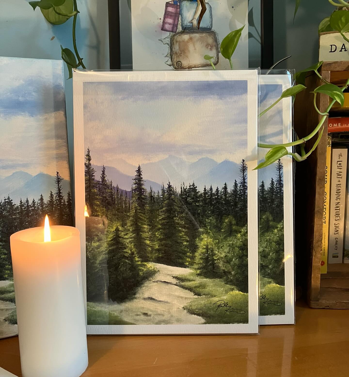 Giclée prints of Mountain Bliss are in the store ⛰️ The sizes are 8”x12” and 10”x13” with a half inch boarder for matting and/or framing. https://www.etsy.com/listing/4438797144/mountain-bliss-fine-art-print-giclee-oil. #prints #giclee #original #mountain #newhampshirelife #whitemountains #hiking #hikingadventures #hikingart #adventure #backpacking #trail #oilpaintingartist #lanscape #landscapeart #artforsale #artofinstagram #artwork