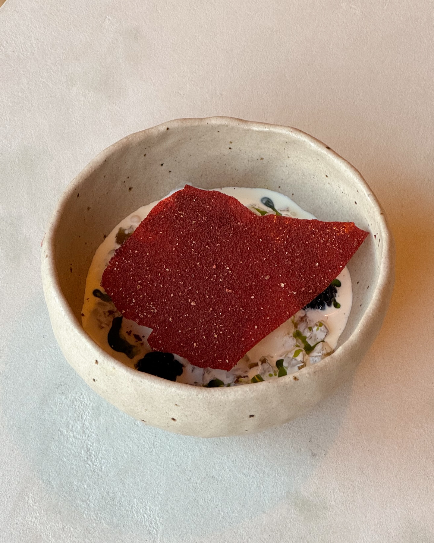 A delicate vegan dessert of blackberries, meadowsweet, and vanilla - a highlight on our A la carte, and Sunday lunch menus.