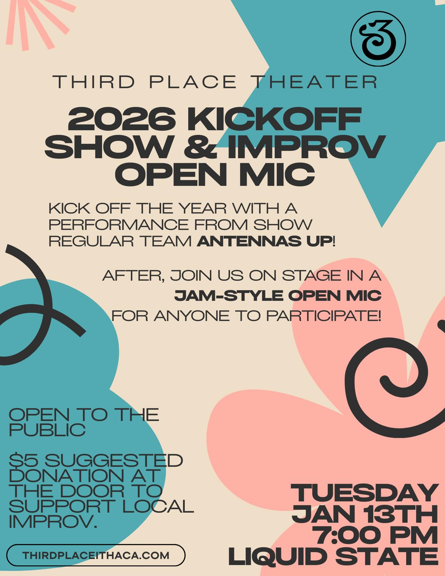 Watch the show, then hit the stage! 🎭
Tuesday night @thirdplacetheater is back for their 2026 Kickoff Show & Improv Open Mic! 🎤
Things kick off at 7pm with a performance from show regular team Antennas Up, then jump on stage for some jam-style open mic improv fun!
Whether you’re there to watch or partake, kick back with a craft beer, cocktail, or mocktail, and enjoy the laughs!
#liquidstatebeer #liquidstatebrewing #thirdplacetheater #improvnight #improv #openmic #openmicnight #ithaca #ithacany #ithacaevents #thinknydrink