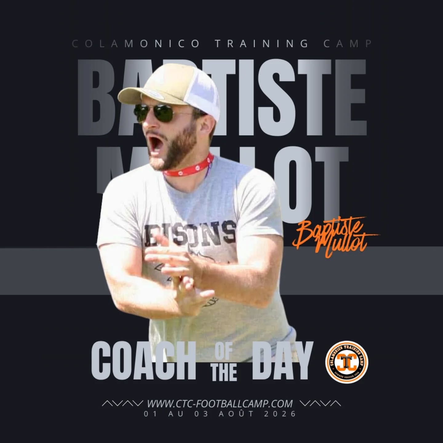 🏈 Si tu joues au foot US, passe au level supérieur du 01 au 03 août 2026💥
Aujourd'hui on te presente Baptiste Mullot, Head Coach des Bisons de Besançon, et notre coach QB !
⚡ Technique.
⚡ Tactique.
⚡ Mental de gagnant.
💪 Booste ton jeu, apprends à lire le terrain et prépare ta prochaine saison : Ce camp, c’est TON terrain de jeu.
🚀 Places limitées. Lien bio pour t’inscrire. #FootballUS #BesançonBisons #footballaméricain
Coach @whoom merci de faire partie de la team CTC 2026 !
+ dinfos sur www.ctc-footballcamp.com rubrique Le Staff
Photo courtesy by @_mazhe_ 🐈
@fffa_officiel @n_zone_equipment @spiralfootball @besanconbisons