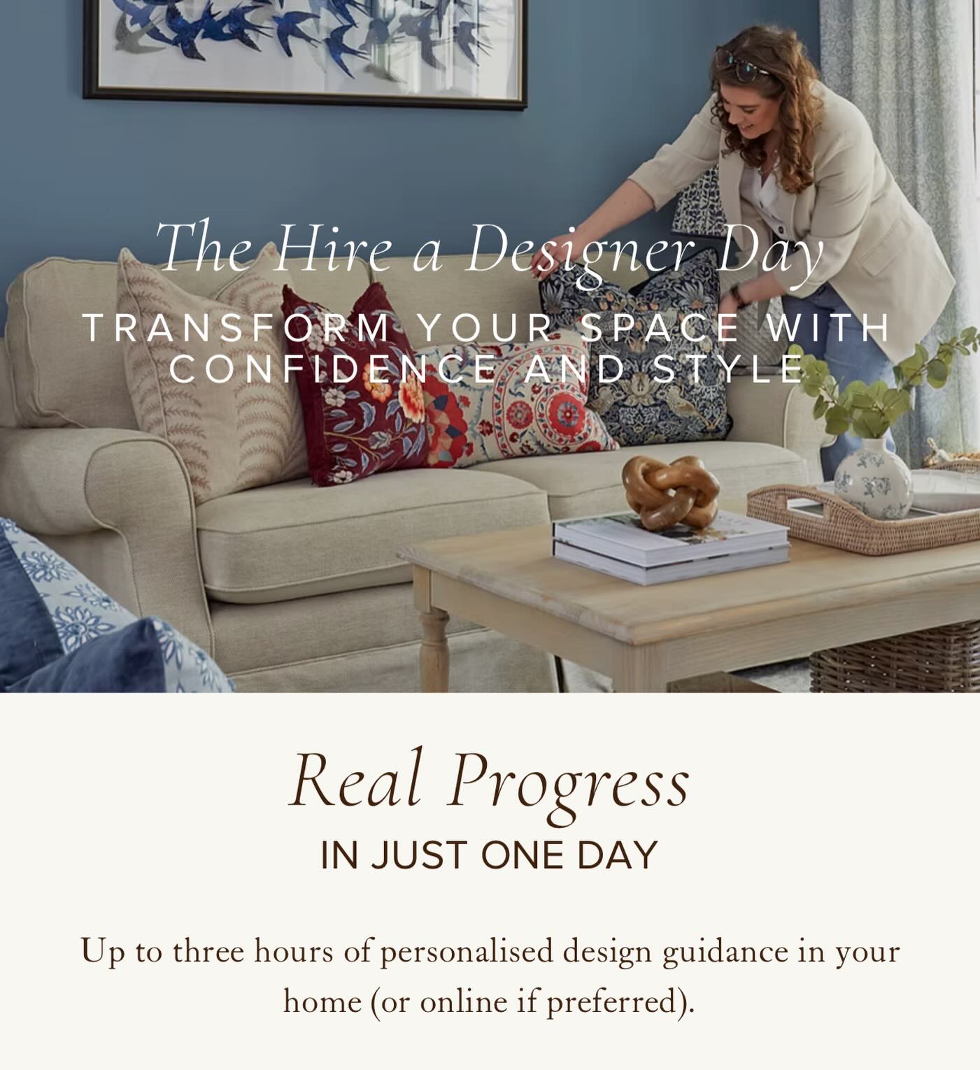 ~ Hire A Designer Day ~ Bring your ideas together, beautifully
~ WHAT IT IS
The Hire a Designer Day is a practical, hands-on consultation that bridges the gap between a quick Power Hour and a full design package. We’ll work through your spaces together, explore layouts, colours , and styling, and create a clear, cohesive plan you can follow with confidence.
~ WHAT YOU RECEIVE
A clear direction for your chosen spaces - across one or several rooms.
Professional input on layouts, colour palettes, furniture sizing, and finishes.
Practical ideas for how to make the most of pieces you already own.
A detailed written action plan capturing everything we cover, so you can move forward with confidence.
~ HOW IT WORKS
We’ll spend up to 3 hours together in your home (or virtually), focusing on your chosen rooms.
I’ll give you hands-on guidance - moving through layouts, samples, and ideas in real time.
Within a few days, you’ll receive your detailed written action plan.
~ One clear plan instead of costly trial and error
~ Link in bio to book your discovery call
#hireadesigner #southEastInteriors #timelessinteriors #homedesignhelp #interiorstyling
Hire a Designer for a Day | Interior Designer for a Day | One Day Interior Design Service | Interior Design Day Rate | Book an Interior Designer | Private Interior Design Session | In-Home Interior Design Advice | Online Interior Design Day | Interior Design Consultation UK | Stuck With My Home | Help Pulling a Room Together | My House Feels Unfinished | Don’t Know Where to Start With Decorating | Overwhelmed With Interior Design | Need Help With Layout | Choosing Paint Colours Help | Furniture Layout Advice | Interior Design Help UK | Interior Designer | Room Makeover | Room Refresh | Amy Elizabeth Interiors