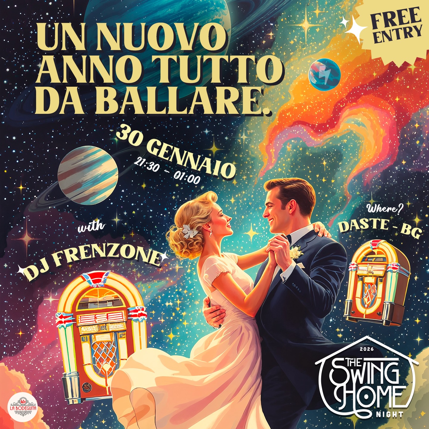 💡💡💡SWING HOME NIGHT💡💡💡
Venerdì 30 gennaio 2026
@daste_bergamo
Dalle 21.30 all’01.00
Come iniziare al meglio questo 2026!
Il Daste riaccende le luci della pista da ballo con un nuovo appuntamento da non perdere.
Si torna a danzare con The Swing Home Night, un evento gratuito che farà vibrare il cuore della comunità swing bergamasca (e non solo!).
A guidare la serata ci sarà DJ Frenzone (@frenz_delfine) pronto a farvi scatenare tra swing, boogie e rock’n’roll.
Un viaggio nel tempo che profuma di jukebox, sorrisi e voglia di ballare, in un’atmosfera che riporta il divertimento al centro della
scena.
Che tu sia un ballerino esperto o un curioso alla prima esperienza, non importa: qui conta solo la voglia di lasciarsi trasportare dalla musica, conoscere nuove persone e scoprire l’energia contagiosa del mondo swing.
Dove? Al Daste - Bergamo, il luogo perfetto ricco di magia
INGRESSO GRATUITO
E il momento di tirare fuori le scarpe da ballo (o semplicemente la voglia di muoversi): si torna in pista, SWING HOME NIGHT è pronte ad accoglierti!
Graphic design@todophotographics