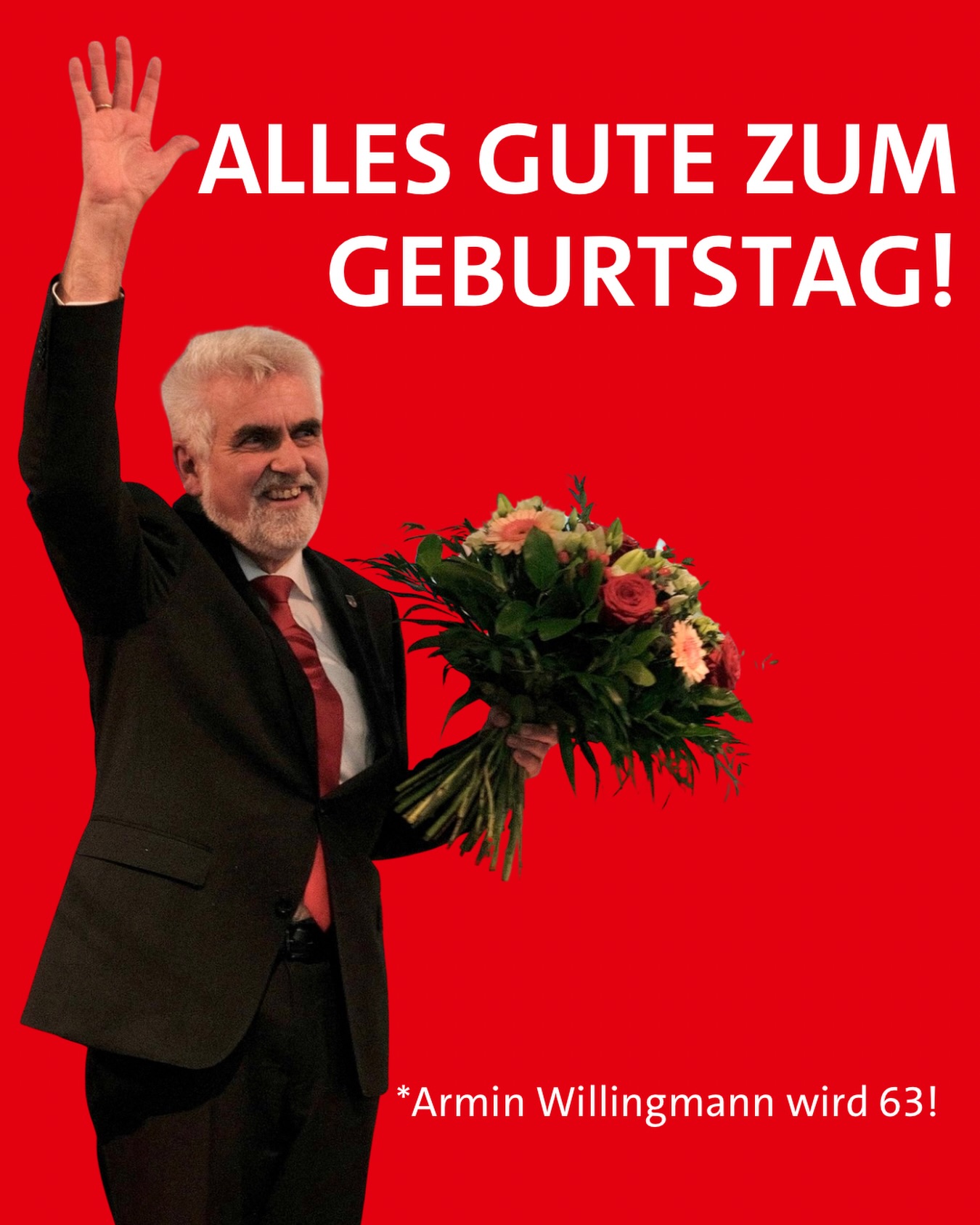𝗔𝗿𝗺𝗶𝗻 𝗪𝗶𝗹𝗹𝗶𝗻𝗴𝗺𝗮𝗻𝗻 𝘄𝗶𝗿𝗱 63
Herzlichen Glückwunsch zum Geburtstag! Als Minister für Wissenschaft, Energie, Klimaschutz und Umwelt sowie stellvertretender Ministerpräsident steht Armin Willingmann für klare Haltung, fachliche Tiefe und verlässliche Arbeit für Sachsen-Anhalt.
Für das neue Lebensjahr alles Gute, Gesundheit und weiterhin viel Kraft. Und für den bevorstehenden Wahlkampf als Spitzenkandidat der SPD viel Erfolg und Rückenwind!