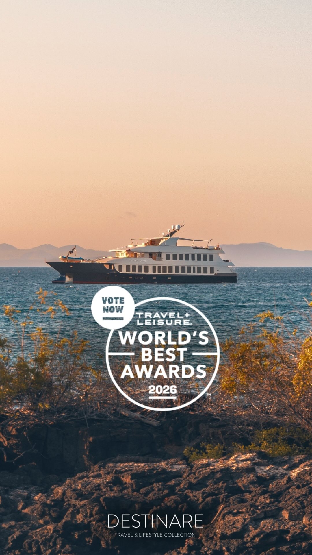 🌟Exciting News from the Galápagos!🌟
We’re thrilled to share that Ecoventura Galápagos is officially nominated for Travel + Leisure’s World’s Best Awards 2026, one of the most respected recognitions in the travel industry, voted on by Travel + Leisure readers worldwide 🌍🏆
The Galápagos Islands are a remarkable destination year-round, with constant wildlife activity both on land and underwater. From giant tortoises, marine iguanas, sea lions, and endemic birds to sea turtles, rays, sharks, and reef fish, every journey offers unique encounters depending on the season.
Ecoventura’s luxury yachts expeditions, led by expert naturalist guides, provide an intimate and responsible way to explore the islands while prioritizing conservation and sustainability. Each departure offers a slightly different experience, making every visit special.
🌊 Wave Season Savings Available!
For a limited time, special savings are available for those who book by January 31, 2026 across select departures.
📩 For more details and exclusive offers, contact us at info@destinaretl.com
We’ll be leaving the voting link pinned in the comments — show your love for the Galápagos and support this incredible partner @ecoventura_galapagos 💙🐢✨
.
.
#DESTINARE #TravelLeisure #VOTE #galapagosislands #BestAwards