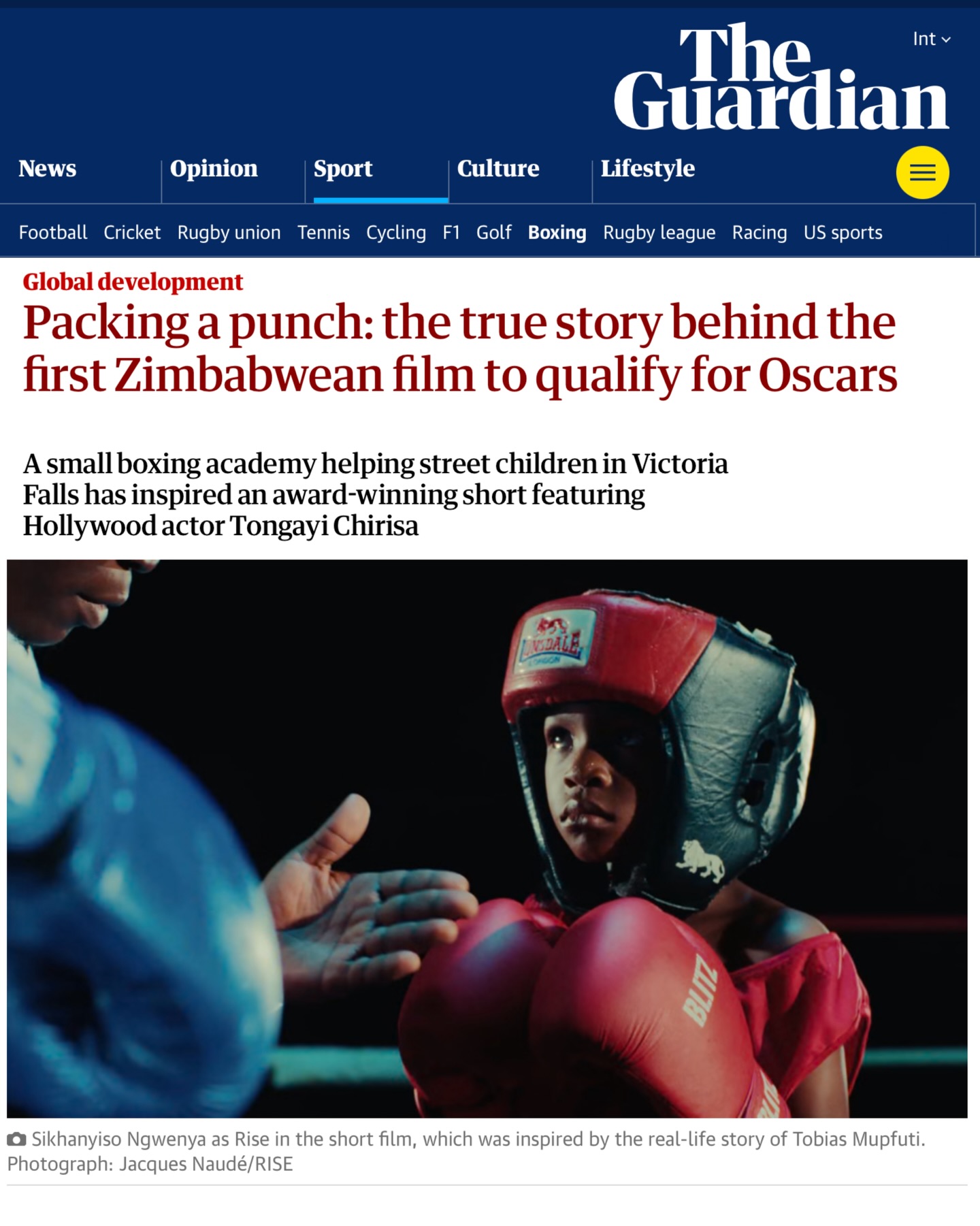 Grateful to see The Guardian spotlight the real people who inspired the story of RISE. Truly honoured to have our film recognised in this way.
@guardian -- reported by Farai Shawn Matiashe
@rise.zimbabwe