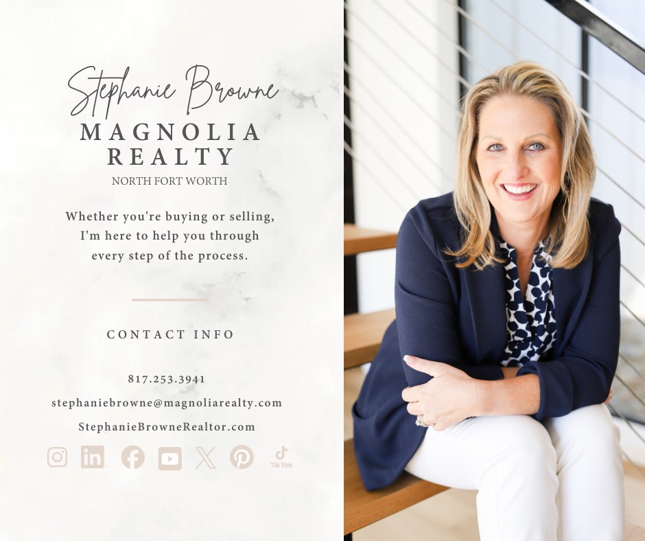 As we kick off 2026, I wanted to take a moment to reintroduce myself!
Iām Stephanie Browne, your local real estate expert here in the North DFW area.
A little about me:
I have 12+ years of experience in the DFW market. I specialize in working with First-time Home buyers, Sellers, Luxury Real Estate, New Construction, and folks moving to North Texas.
I am a proud recipient of the Real Producer award for several years, as well as being featured in the September 2023 āNorth Fort Worth Real Producersā magazine.
I have lived in North Texas for 13+ years in the city of Haslet.
I am passionate about building lifetime relationships with my clients. As a part of Magnolia and the heart that Chip and Joanna Gaines have for Home, you truly become a part of the Magnolia family when you choose to work with me. StephanieBrowneRealtor.com/heartforhome (link in bio)
āHome is about more than a roof and four walls; Home is a place to build dreams and create memories.ā
If youāre thinking about making a move, Iād love to connect and help you work toward your real estate goals in 2026!