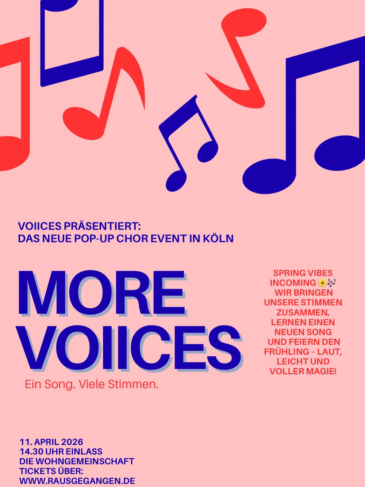 Ihr lieben Menschen,
Juchuu! Wir freuen uns so! Hier ist der erste, neue „MORE VOIICES“ Termin für euch. Es wird wieder in der wunderbaren @die_wohngemeinschaft stattfinden.
Nach unserem herrlichen, gemeinsamen Gesangserlebnis könnt ihr vielleicht sogar schon raus auf die schöne Terrasse der Wohngemeinschaft und einen leckeren Drink einnehmen. 🍹 das klingt doch wunderbar.☺️
Tickets gibts über @rausgegangenkoeln in unserer Bio!
Wir freuen uns jetzt schon SEHR! ☀️