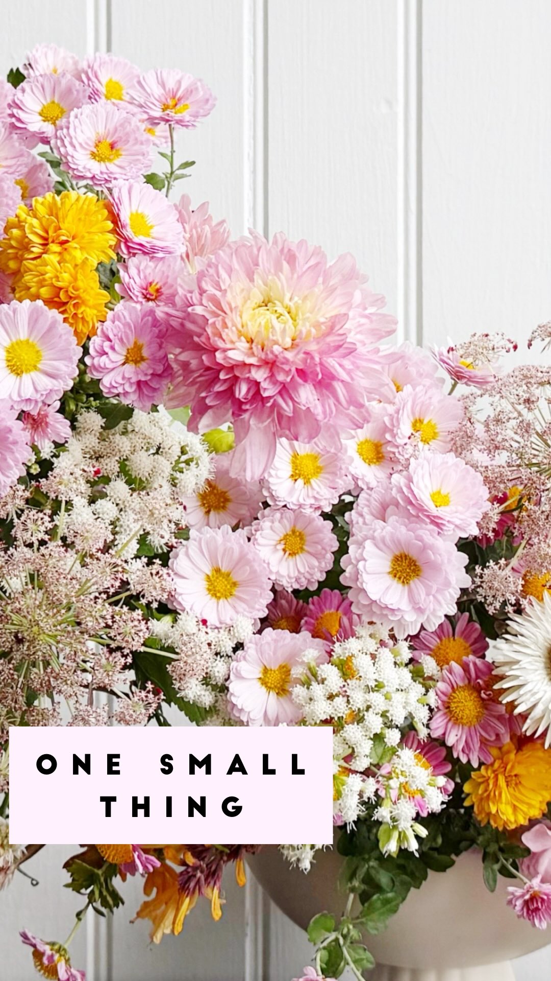 Ditching grand resolutions and instead choosing one small, simple thing that can make your life feel better in the next couple of days. Whether it’s buying yourself flowers, calling a friend, eating a proper meal, or listening to your favorite album, we explore how you don’t need a complete life overhaul - just one small moment of care to start with - can make a world of difference 💜
Flowers all from the garden:
Mums - 5 kinds - 3 I know are Rosedew, Naha and Triumph
Celosia
Chocolate lace flower
Scabiosa seed heads
Snakeroot
Hyssop - peachy
Strawflower - silvery rose
Mountain mint
Vessel: @ohflorastore
#selfcare #onesmallthing #onesmallchange #flowerarrangements #chrysanthemums