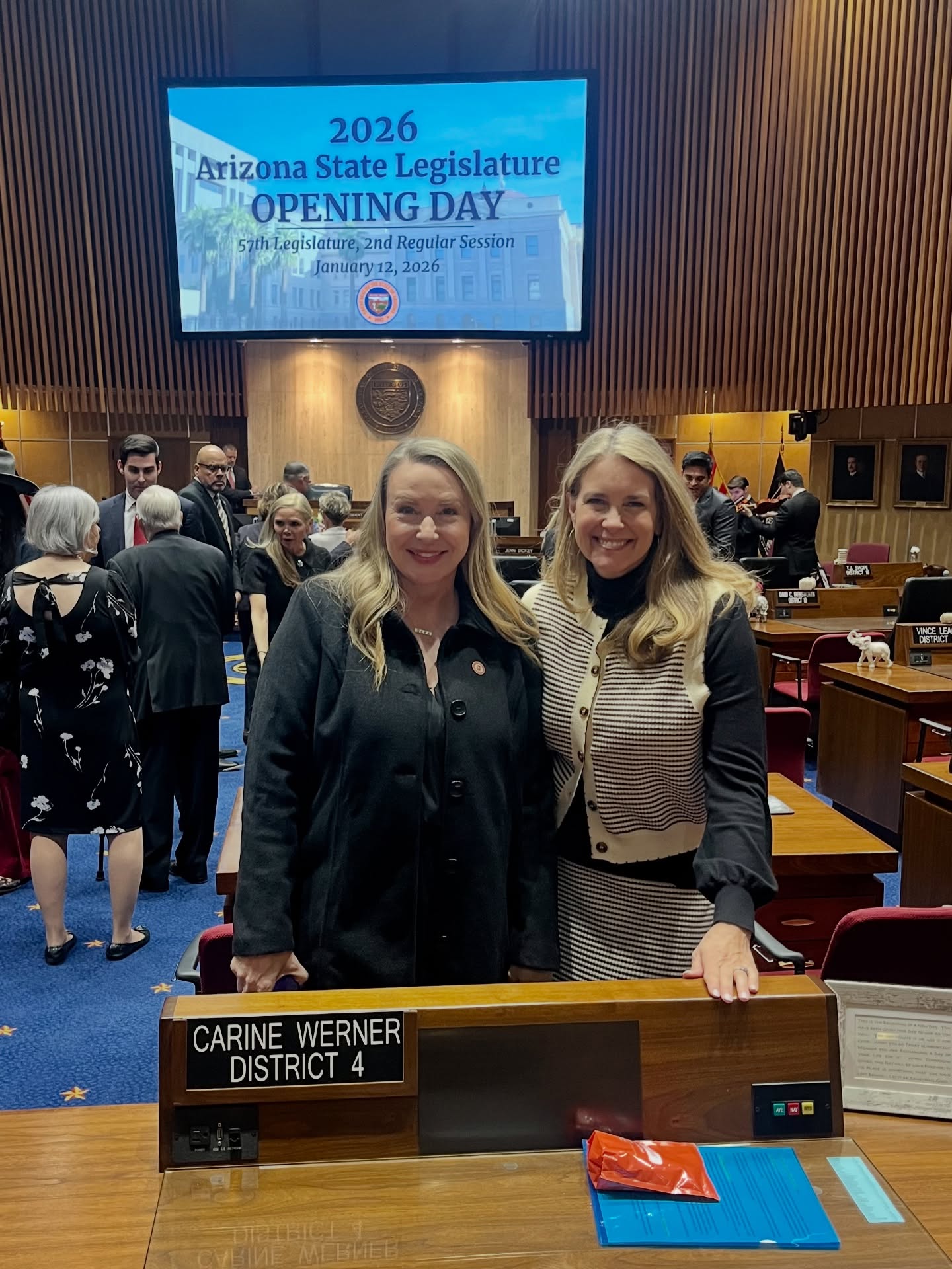 What a great day at the Capitol! I was honored to be a guest of my friend and school board seatmate, Senator Carine Werner, for the opening day of the 57th Arizona Legislature. It was wonderful to see so many familiar faces, including our Paradise Valley Mayor and Police Chief, as well as Scottsdale’s Police Chief.
Today also marks the first day of my first government class at GCU as I work toward earning my degree in Government and Public Administration. A meaningful way to kick off both the legislative session and this next chapter of learning and service!