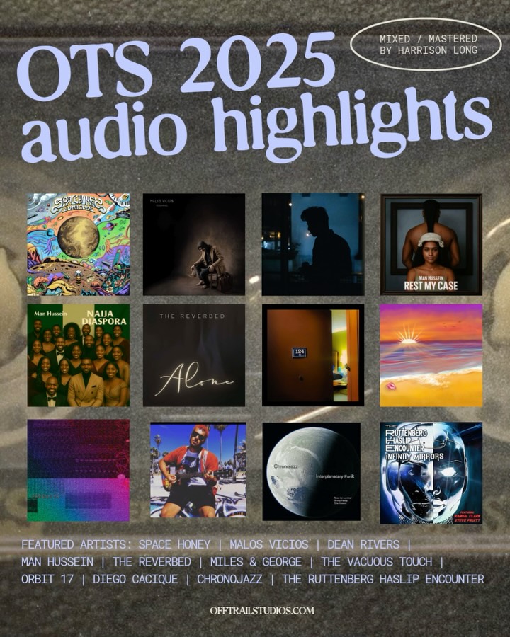Big thanks to all of the artists and bands who brought me into their projects in 2025. Another awesome year of mixing and mastering at OTS. Grateful for the trust, the music, and the collaborations.
A few highlights ⬇️
Space Honey - Lunacies (mix, master) @officialspacehoney
Malos Vicios - Pesambre album (master) @malosvicios
Dean Rivers - Pushing Up Daisies (mix, master) @deanriversmusic
Man Hussein - Rest My Case & Naija Diaspora (master) @man_hussein1
The Reverbed - Alone (mix, master) @marcinmakulski
Miles & George - Big Cloud (mix, master)
The Vacuous Touch - Blood & Honey (mix, master) @thevacuoustouch
Orbit 17 - Kisarazu (mix, master) @orbit17music
Diego Cacique - Fade Away (mix, master) @sun_shine_daydream
Chronojazz - Interplanetary Funk (mix)
The Ruttenberg Haslip Encounter - Infinity Mirrors (mix, master) @richardd.ruttenberg
#mixingandmastering #mixengineer #masteringengineer #musicstudio #indiemusicscene