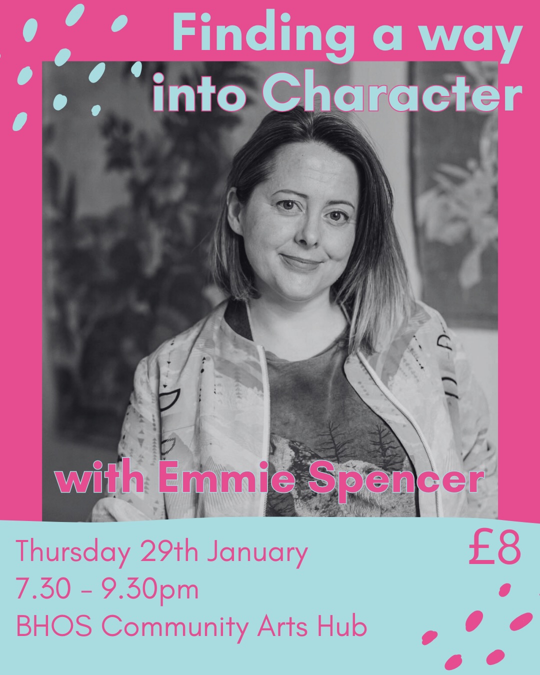 Next in our workshop lineup is Emmie Spencer with ’Finding a way into Character’. Explore the ways you can truly embody a character. Spaces limited so don’t miss out!
🗓️ Thursday 29th January
⏰ 7.30 - 9.30pm
📍 BHOS community arts hub
💸 £8
📧 claire.lewis@sky.com
#bhoscommunityartshub