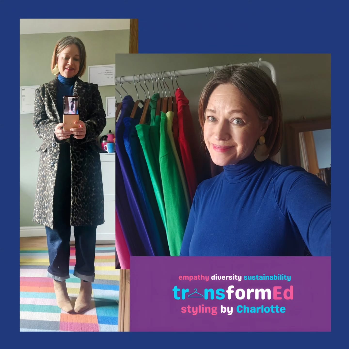 A wonderful morning of networking, a temporarily aborted gym induction (thank you, blood pressure!) and publication of this week's transformEd style magazine. Swipe on to see this week's article titles.
Sign up for the free magazine via the QR code in the image, the link in my bio or DM me with your email address.
💙🤎
Coat and boots second hand
Jeans @lucyandyak
Roll neck @_kettlewell
🤎💙
Personal Styling Hull
Colour Analysis Hull
Sustainable Styling
