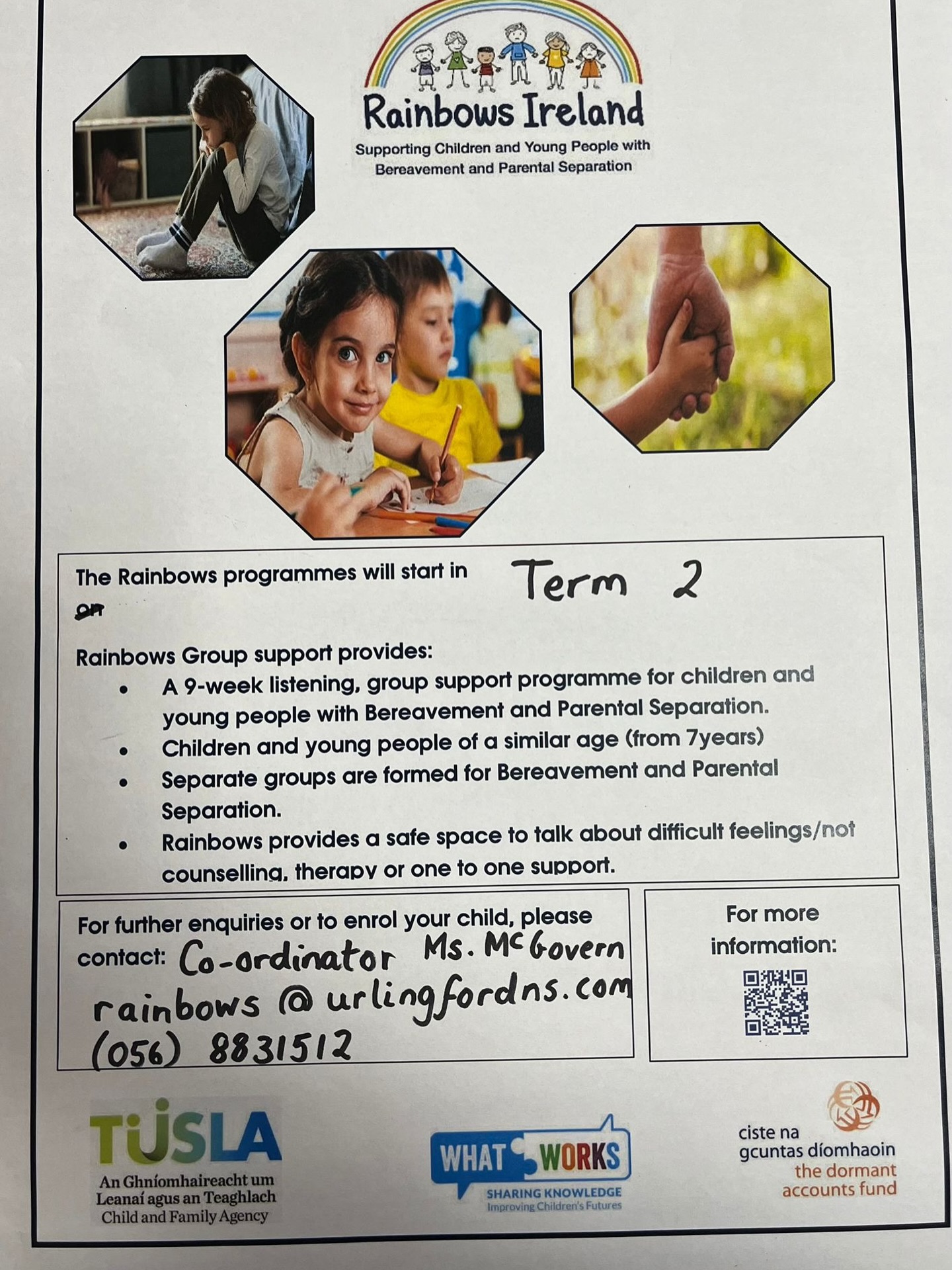 🌈Rainbows is being offered in our school. Please return forms of interest to the office by Friday. 🌈