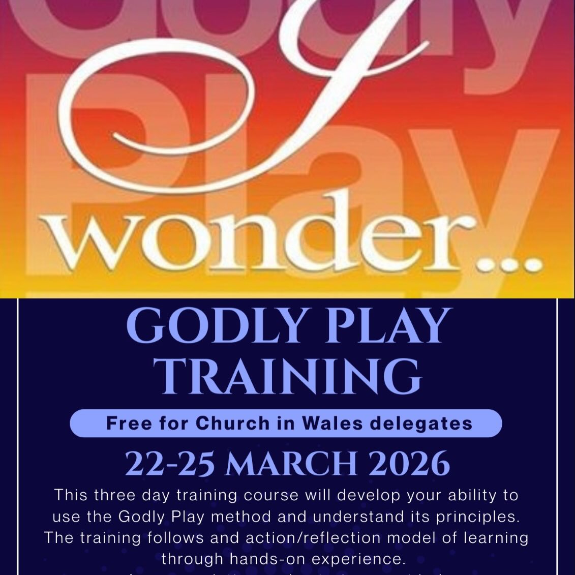 Another round of Godly Play training is being offered by the Church in Wales and St Padarns. Please book if you are interested.