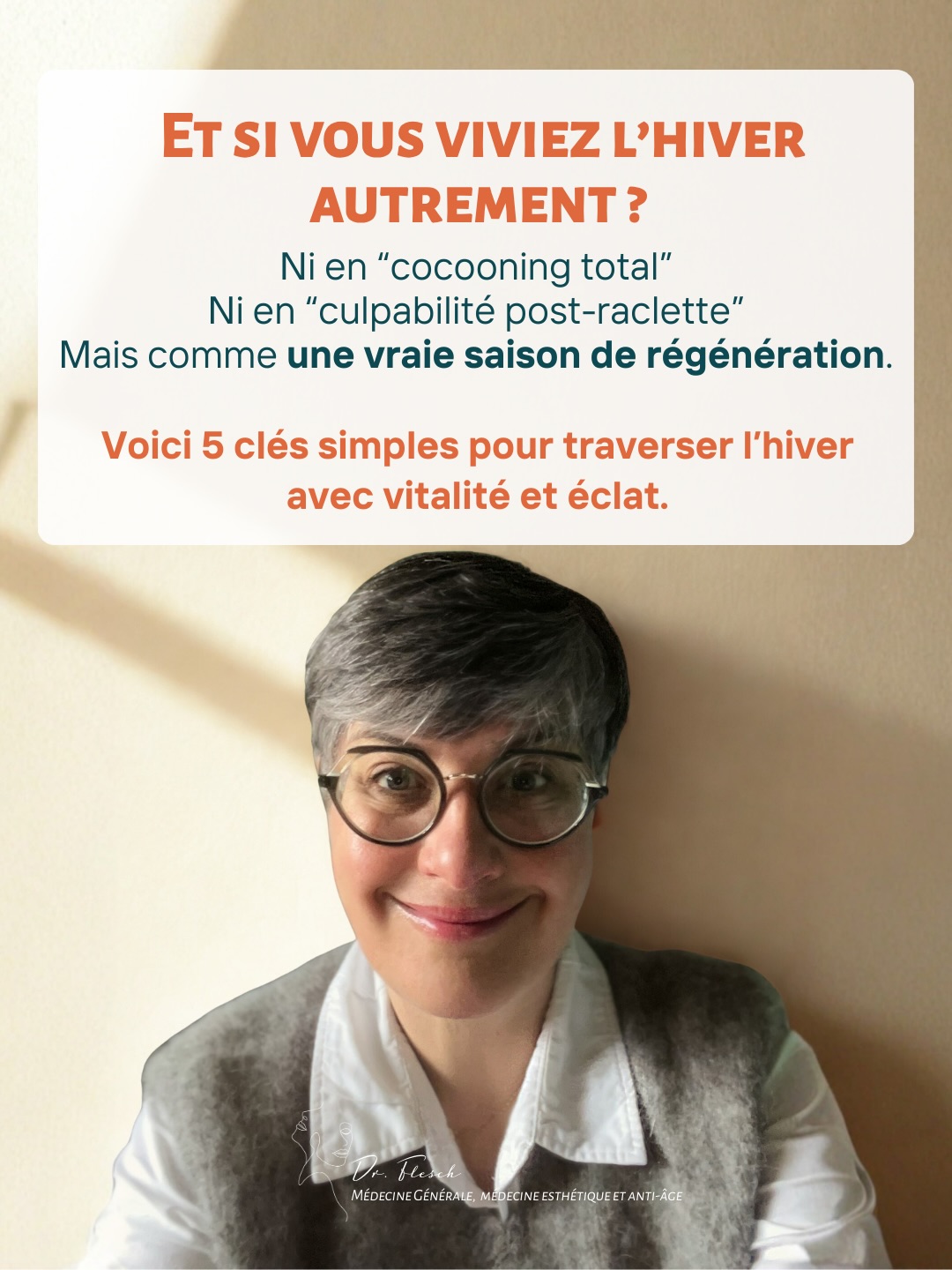 Et si vous viviez l’hiver autrement ? ❄️
Ni en cocooning total, ni en culpabilité post-raclette.
Mais comme une vraie saison de régénération.
L’hiver n’est pas une pause, c’est un moment pour préparer, réparer, régénérer.
Mes 5 clés simples :
✨ Ralentir sans culpabiliser
🍊 Bien manger sans se priver
🛡️ Soutenir votre immunité
💧 Prendre soin de votre peau
🌸 Profiter de la saison pour des soins en profondeur
L’énergie se recharge dans le calme. Le mouvement fait partie de l’équation. La régularité fait la différence.
#peelings #micronutrition #medecine