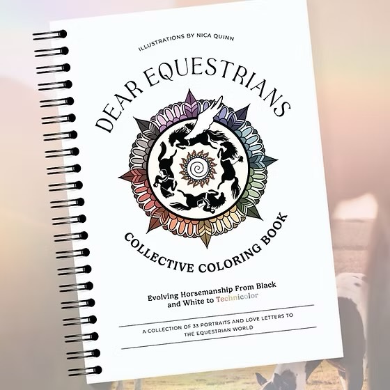 This coloring book by Nica Quinn holds so much more than pages to fill.
It’s a collective love letter to horses — and to the women who walk beside them.
I’m honored to be part of Dear Equestrians, alongside 32 other women, each portrayed with their horses, each story different, each bond sacred. One of the portraits is of my horses (Ištá Wí, Apache and Airam) and me. 🤍🐴
I have 5 copies in English available.
25€ + shipping.
Available through my website — link in bio.
Coloring as a way of slowing down.
Of feeling.
Of remembering why we do this.