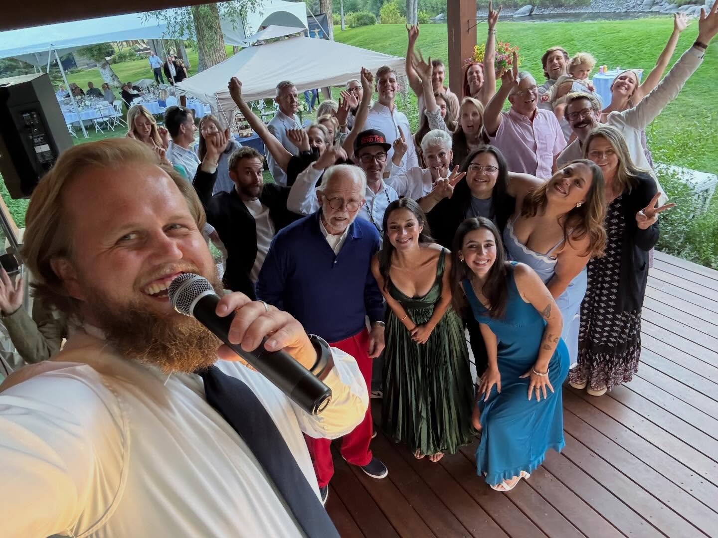 Weddings where we can pack a dance floor on a patio may be some of the coolest parties we get to create âşď¸ #weddings #djing #dj #love #throwback