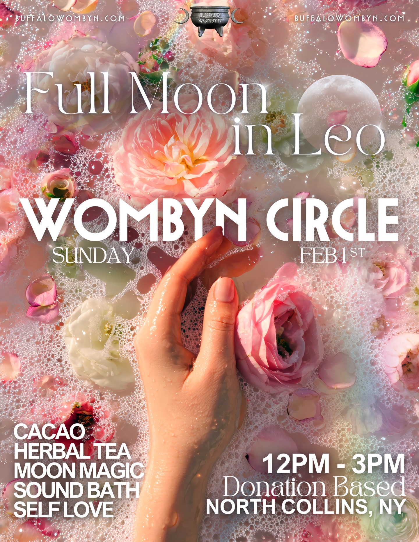 LEO FULL MOON - WOMBYN CIRCLE ♌️
We are so excited to announce our First Circle of 2026!
RSVP INCLUDES :
• 1 Entry
• Cacao
• Astrology Overview
• Imbolc Celebration
• Moon Magic
• & A Sound Bath by @harmonic.hive716 🎶
We can’t wait to gather again & see / reconnect!
RSVP LINK - IN BIO!
Donation Based!