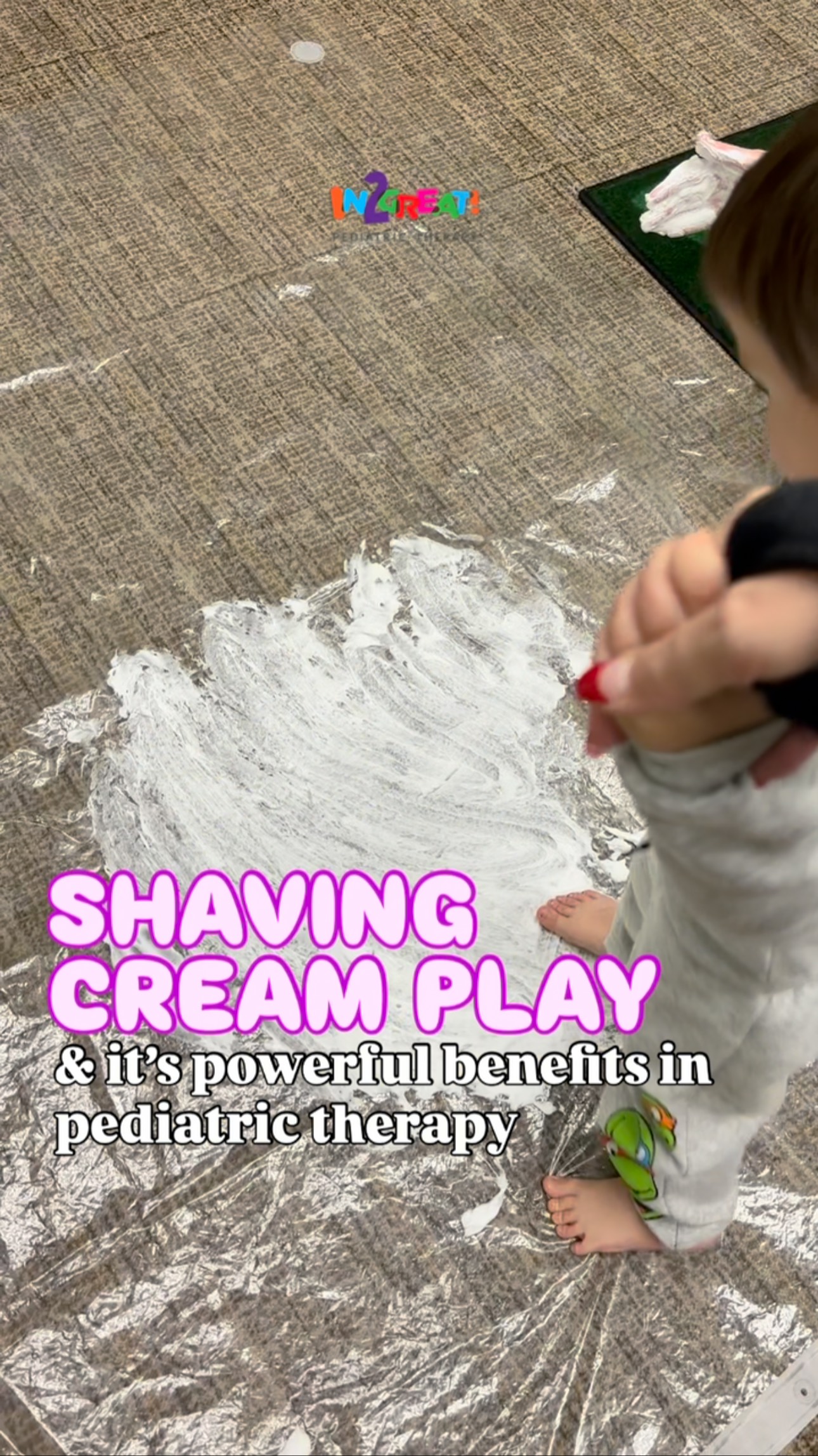 Shaving cream play might look like messy fun — but it’s doing SO much more behind the scenes 🤍
🪒 Why pediatric therapists use shaving cream in sessions:
✨ Sensory Processing
Provides rich tactile, visual, and even olfactory input to help children explore textures, tolerate new sensations, and support sensory integration.
✋🏼 Fine Motor Skills
Strengthens hands and fingers through scooping, squeezing, smearing, and finger isolation — all essential for everyday skills and pre-writing.
👀 Hand-Eye Coordination & Visual Motor Skills
Drawing shapes, letters, and designs in the foam builds coordination, visual tracking, and early writing foundations.
🧠 Emotional Regulation
Messy play can be incredibly calming, helping reduce anxiety and support emotional regulation in a fun, pressure-free way.
🗣️ Cognitive & Language Development
Used for pre-writing practice, hiding & finding objects, sight words, and speech sound practice.
🎨 Creativity & Imagination
From tire tracks to silly faces, shaving cream becomes an open canvas for imaginative play.
✨ How we use it in therapy:
• Sensory bins & toy searches
• Pre-writing on trays or mirrors
• Speech & language activities
• Driving cars, building “snow,” or free play exploration
Fun, low-cost, and incredibly effective — shaving cream is more than just play 🤍
#SensoryPlay #MessyPlay #in2greatpediatrictherapy #PlayBasedTherapy #TherapyThroughPlay