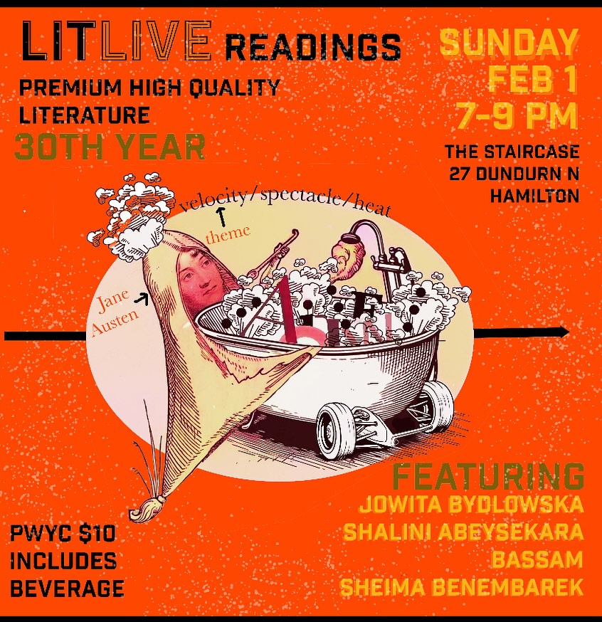 It’s cold outside but the @thestaircase will be ON FIRE (not literally) for the FEBRUARY 1 LIT LIVE featuring @jowitabot @shalini.writes @sbenembarek & Bassam 🔥📖🎤
Theme: VELOCITY/SPECTACLE/HEAT
#hamont #readingseries #bookevent #canlit #writingcommunity