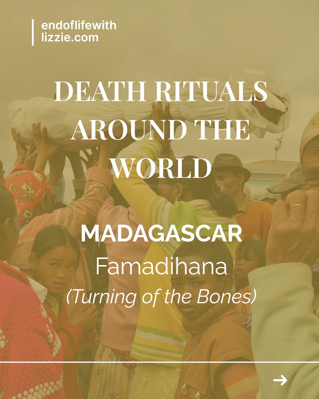 Gentle note: This post discusses death and cultural death rituals. Please take care while reading.
In many Malagasy traditions, death is not the end of relationship, but a change in form.
Through Famadihana, often called the “Turning of the Bones”, families reopen ancestral tombs years after death to rewrap their loved ones in fresh burial cloths, speak their names aloud, and celebrate them together.
There may be dancing, singing, laughter, prayer, and tears. This is not morbid, it is relational maintenance. A way of reaffirming bonds, honouring ancestors (razana), and keeping balance between the worlds of the living and the dead.
Grief is not expected to be linear or time-bound.
Relationships do not end at death.
Remembering is an act of care.
We can see how powerful it can be when we allow grief to unfold in cycles and when the dead are still understood to belong.
#DeathRituals
#Famadihana
#EndOfLifeDoula
#GriefAndRitual
#DeathLiteracy