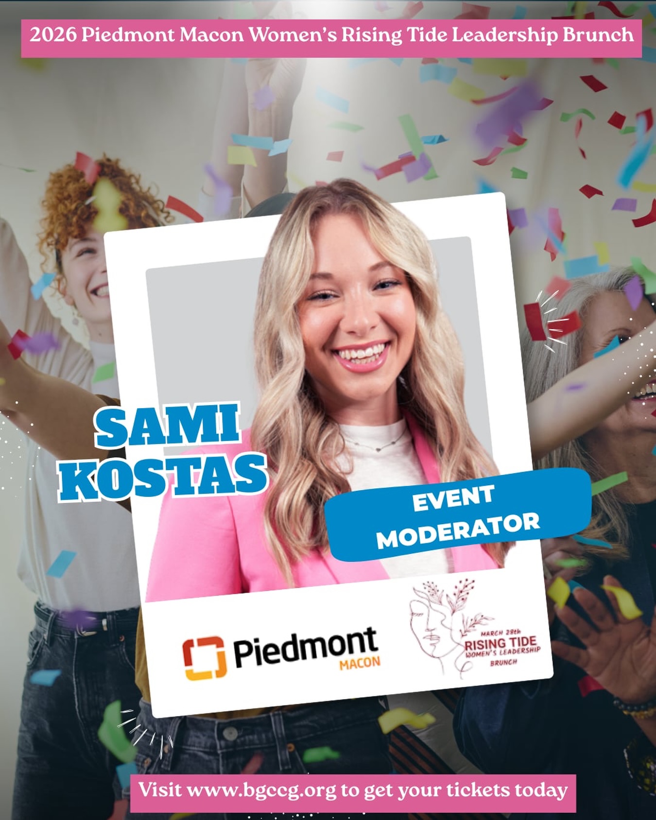 We are thrilled to announce that Sami Kostas, a talented sports anchor and multi-skilled journalist at 13WMAZ, will be joining us as the moderator for our 2026 Piedmont Macon Rising Tide Women’s Leadership Brunch.
With her dynamic presence and expertise, Sami will guide us through an inspiring day of celebration and empowerment as we honor Women’s History Month.
Join us for our 5th annual event, as we bring together women leaders from various sectors to share their insights, foster networking, and inspire the next generation of female leaders. With Sami at the helm, attendees can look forward to engaging discussions, thought-provoking panels, and a celebration of achievements that highlight the strength and resilience of women in our community.
What to Expect
Inspiring Panels: Hear from influential women leaders who will share their journeys and insights.
Networking Opportunities: Connect with like-minded individuals passionate about empowering women.
Celebration of Achievements: Join us in recognizing the accomplishments of remarkable women in our community.
We are excited to have Sami Kostas lead us in this celebration of women’s leadership and look forward to an unforgettable event. Secure your tickets and sponsorships today to be part of this exceptional gathering!
Together, let’s honor the past, celebrate the present, and inspire the future of women leaders.
Get your tickets today! www.bgccg.org/rising-tide-womens-leadership-brunch
.
.
.
.
#RisingTideBrunch #EmpowerWomen #WomensHistoryMonth #BGCCG #CommunityImpact
@sami_whamiii @piedmontmaconhospitals @13wmaz