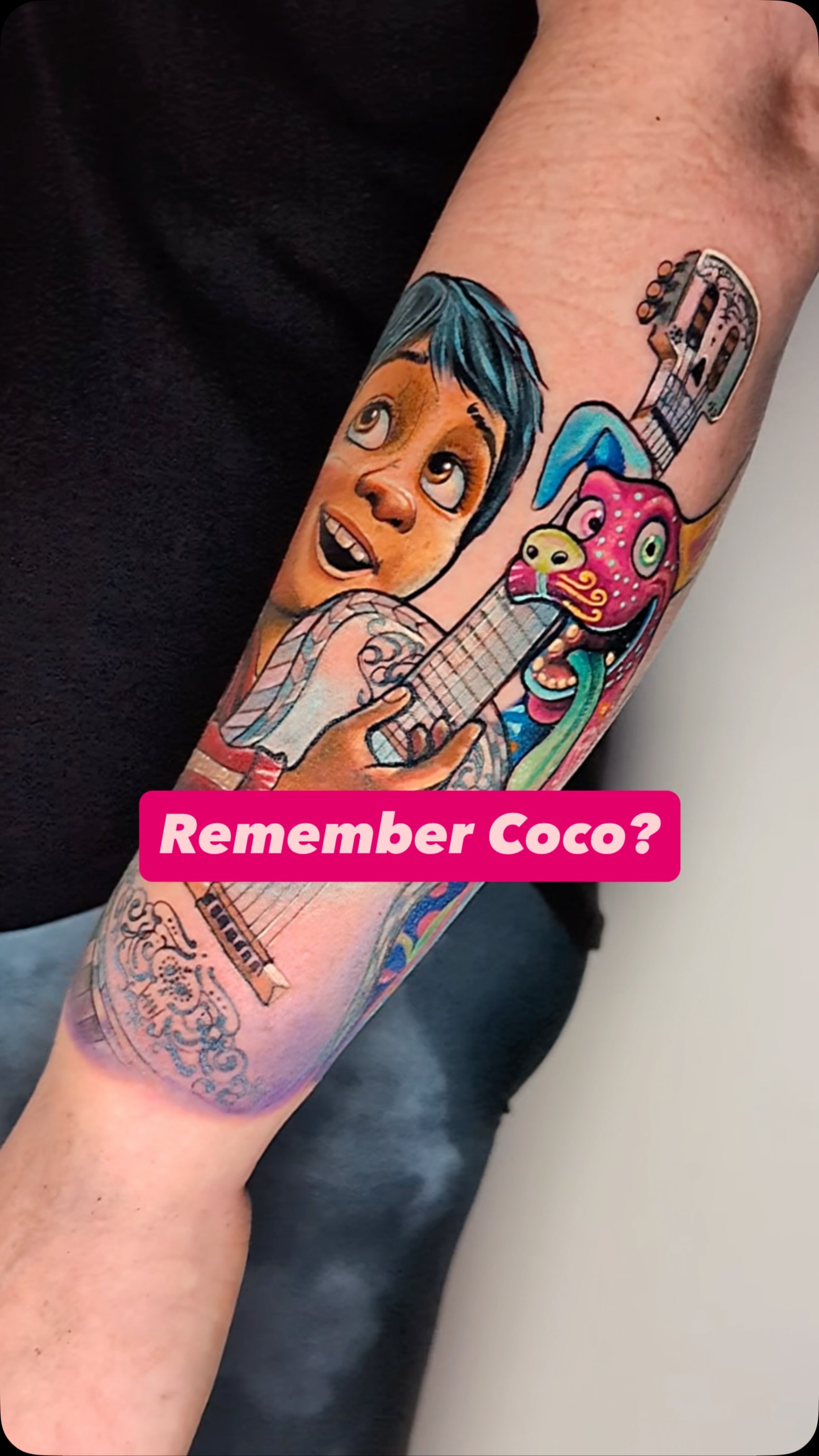 Remeber Coco? This Miguel and Dante tattoo has my whole heart. I love Disney tattoos because they let me go all in on color, soul, and storytelling, and Coco is pure magic to translate onto skin. Big feelings, and WILDLY vibrant color. āWokeā Disney has done some GORGEOUS work and Iāll fight you about it.
Absolute dream project.
š @longlivetattoocollective
š @literaryink
šØ @industryinksusa
ā¤ļøā𩹠@madrabbit
š¼ļø @cocreateink @cocreateartists
š¤ The Best Clients Ever
#cocotattoo #disneytattoo #diadelosmuertos #mexicantattoo #denvertattooartist