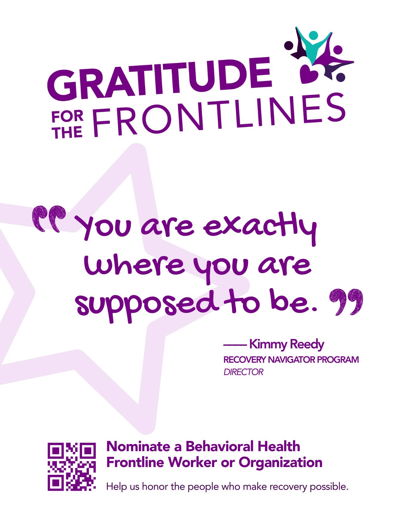 These are words Kimmy Reedy is known for saying to people when they’re at their lowest:
“You are exactly where you are supposed to be.”
Kimmy is a dedicated peer services specialist, past nominee of Gratitude for the Frontlines and the director of Recovery Navigator Program. She was recognized for her compassion, determination, and the countless people she’s helped find stability and hope.
Know someone who shows up like this for others? Nominating them only takes 2–3 minutes.
📝 Nominate a frontline worker: form.jotform.com/253185175408056