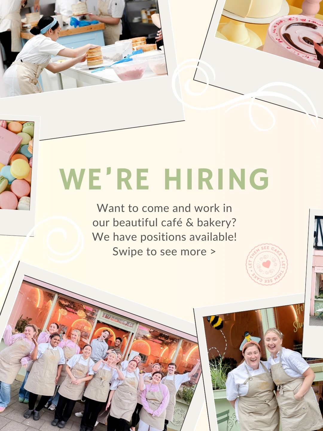 We're hiring!
Fancy a new job in either our beautiful café or upstairs in our cosy bakery? We have positions available at both, check out the website (linked in bio) for the full job descriptions 🧑🏼🍳
To apply, please email your CV to info@letthemseecake.com, or if you know someone you think would be perfect then share this post with them!
Any questions, give us a call on 07772 630 332 📞
We can't wait to hear from you 😊
#letthemseecake #cardiffjobs #bakeryjob #cafejobs #werehiring