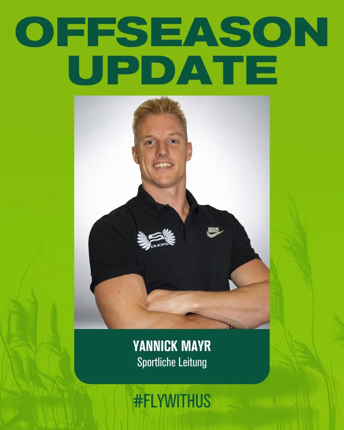 🦆 Zuwachs in der Ducks-Führung 🦆
Yannick Mayr übernimmt ab sofort die Sportliche Leitung bei uns in Salzburg! 🏈🔥
Wir freuen uns darauf, mit Yannicks Know-how das nächste Level zu erreichen. 🚀🦆💪
#SalzburgDucks #DucksFamily #flywithus