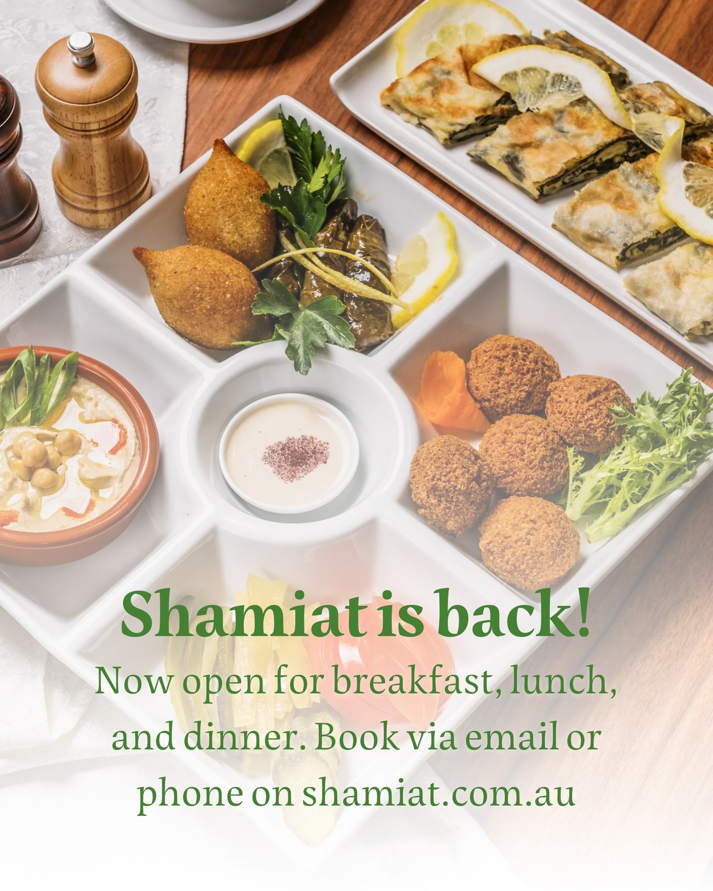 Ring in the new year with a delicious Syrian feast! 💚
Now taking bookings via 03 948 644 58 or email at info@shamiat.com.au