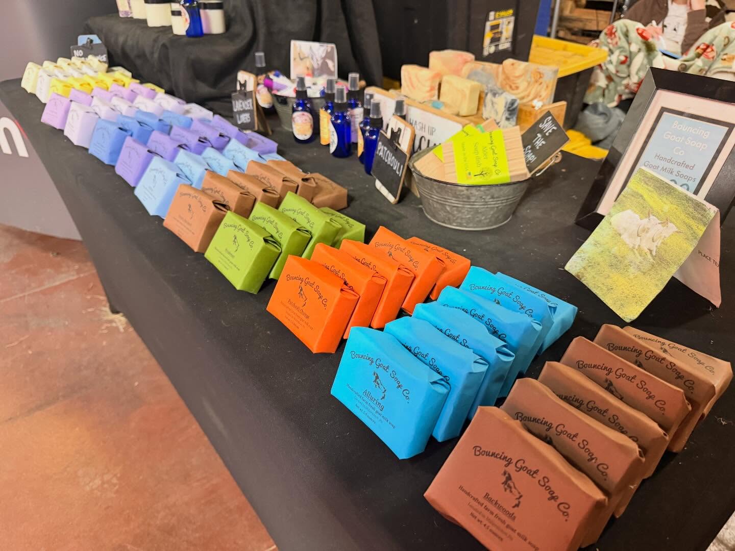 Good morning! Day 5 of the Pennsylvania Farm Show.
Thank you all who have come out, supported and just said hi. This year is proving to be absolutely amazing. We are here today until 9:00.
Still plenty of variety but a few are getting low. #pafarmshow #goatmilksoap #goatsoap #harrisburgpa
