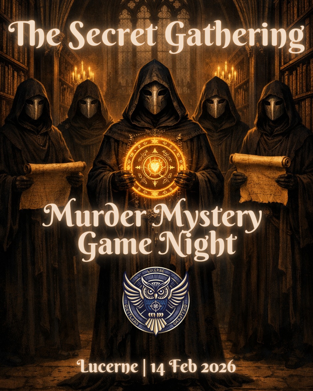 The Secret Gathering is calling
On 14 February 2026, we meet at Kulturhof Hinter Musegg (Luzern) for a Murder Mystery Game Night:
✨ dress up & play in-character
🧩 solve puzzles, uncover clues
🥂 welcome drink + apéro (and optional dinner after)
🎟️ Tickets: Eventfrog (link in bio)
#luzern #lucerne #murdermystery #mysterynight #krimidinner #switzerlandevents #questlandch
