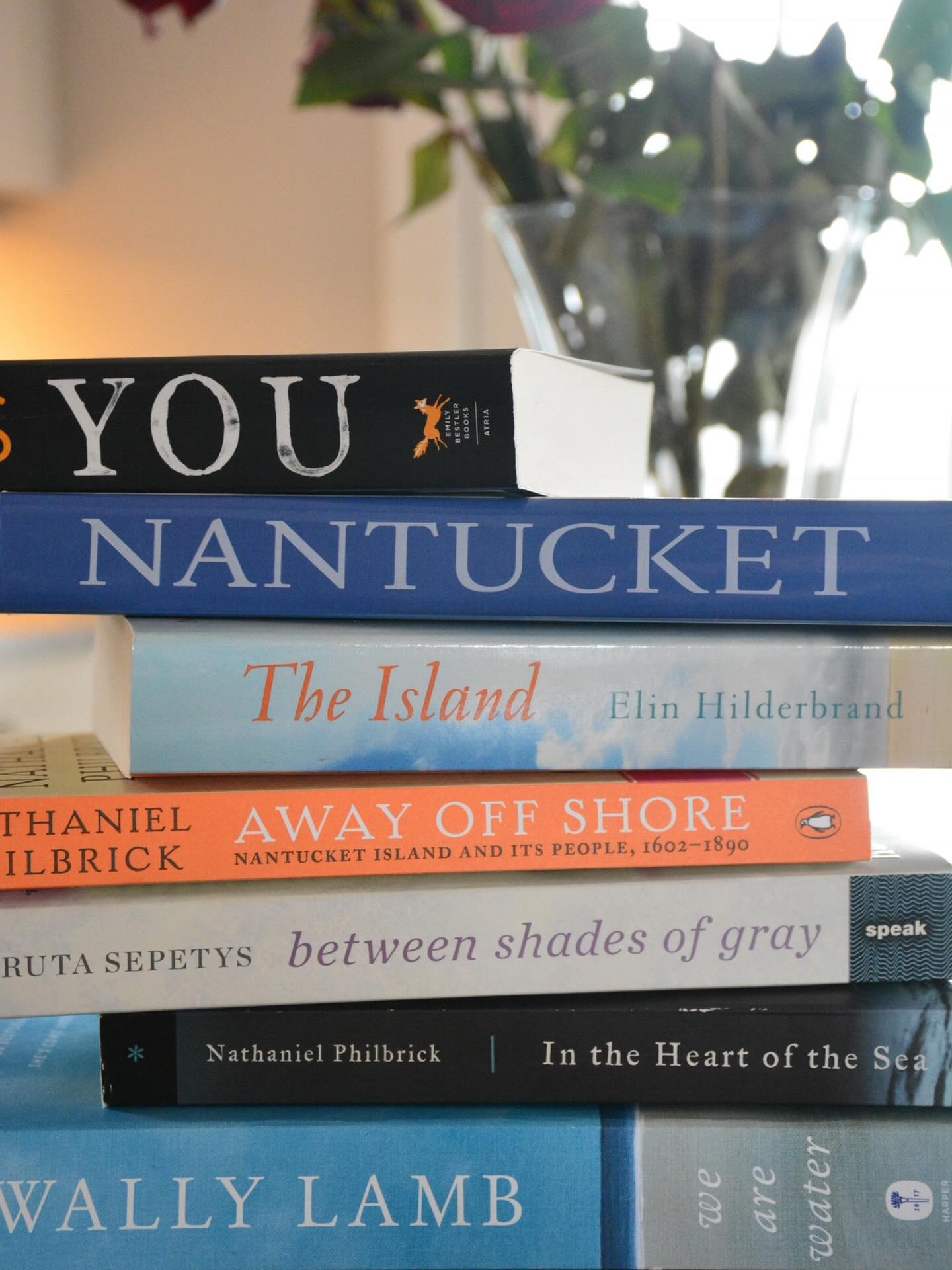 I was looking back for photos from 2016 and I found this book spine poem I made.
YOU, Nantucket.
The island.
Away off shore, between shades of gray, and in the heart of the sea…
We are water.