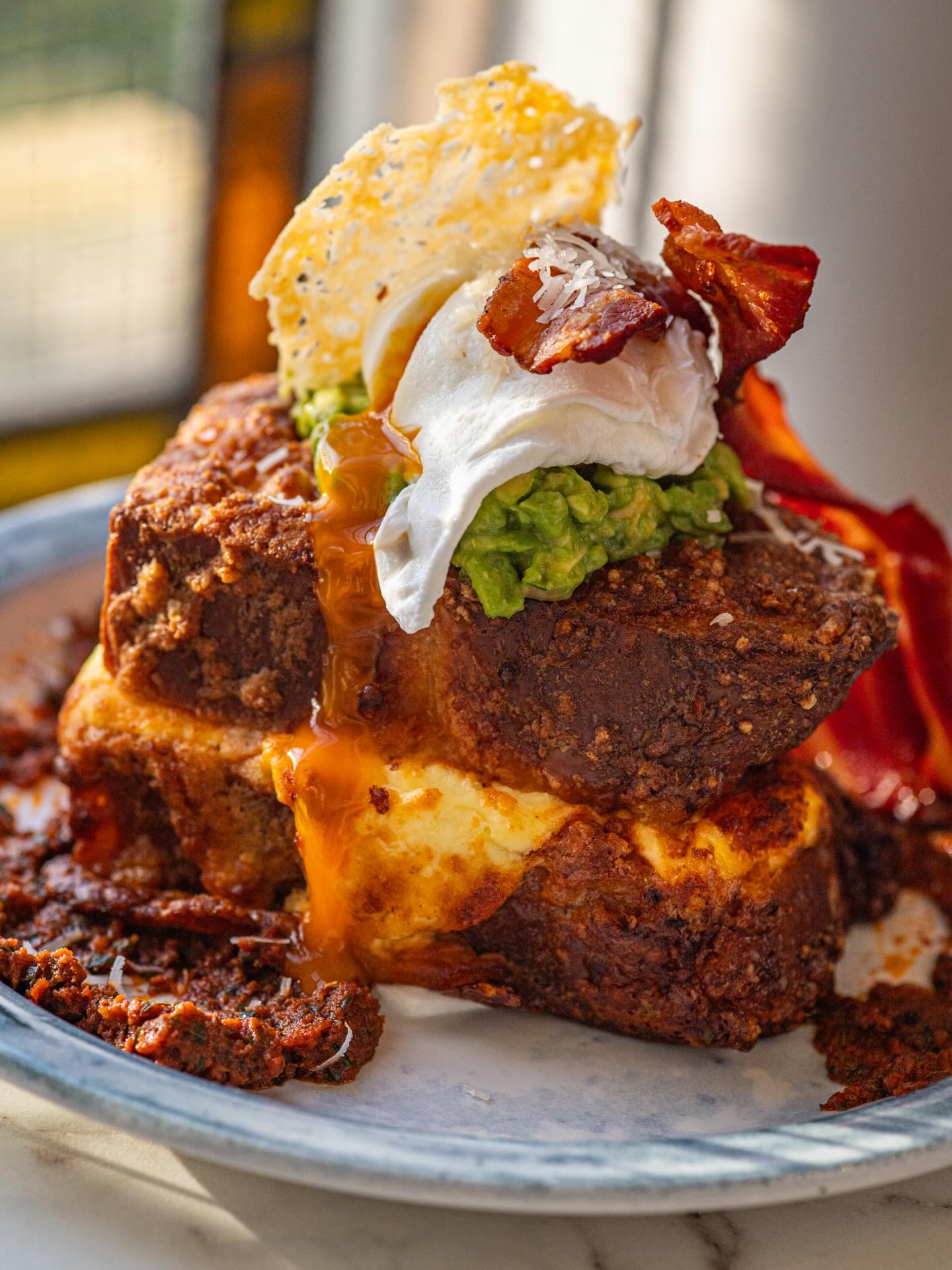 Stuffed Savoury French Toast ✨
Homemade brioche, stuffed and topped with avocado, poached egg, and streaky bacon.
New. Improved. Back at Avonfield.
Serving from 9am–3pm